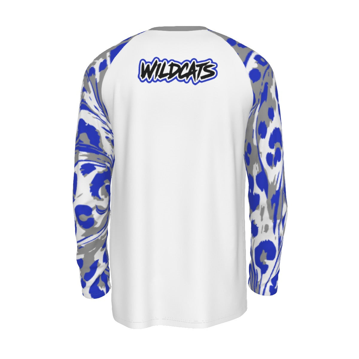 Laurel Wildcats Men's Raglan Long Sleeve T-Shirt White & Grey/Blue Trim