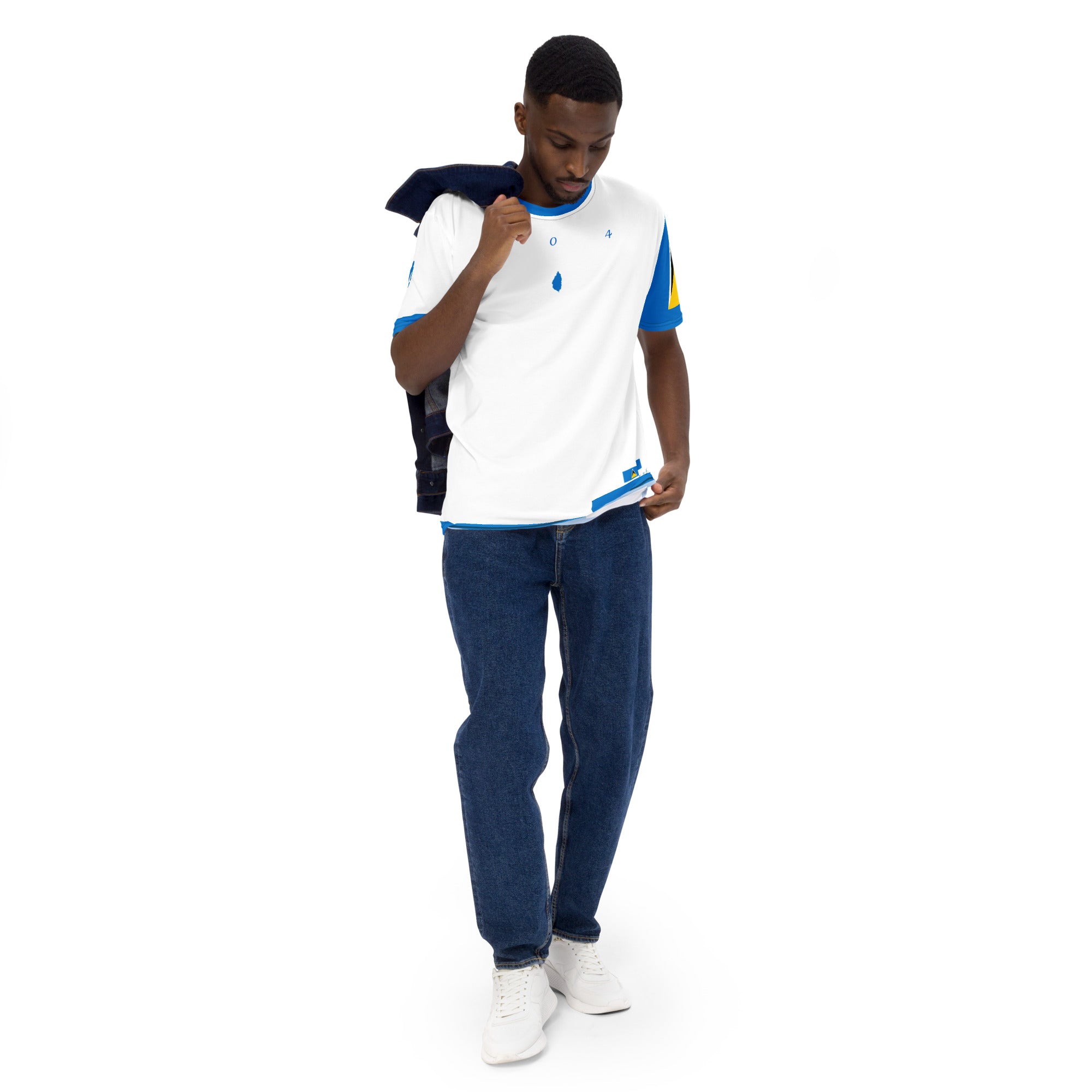 St. Lucia Flag Sleeve Men's t-shirt-Fete Massive