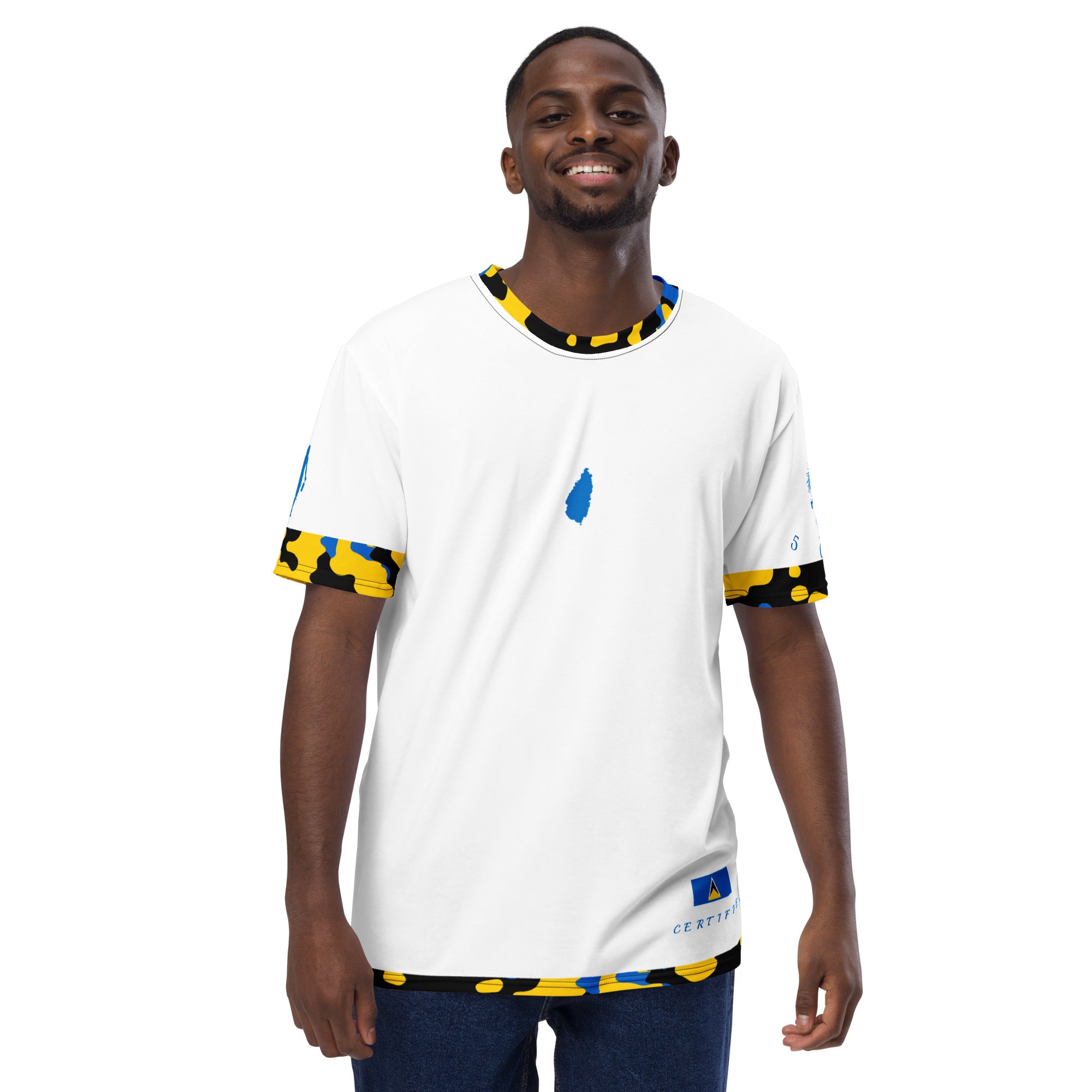 St. Lucia CAMO Fetren Men's t-shirt (White)-Fete Massive