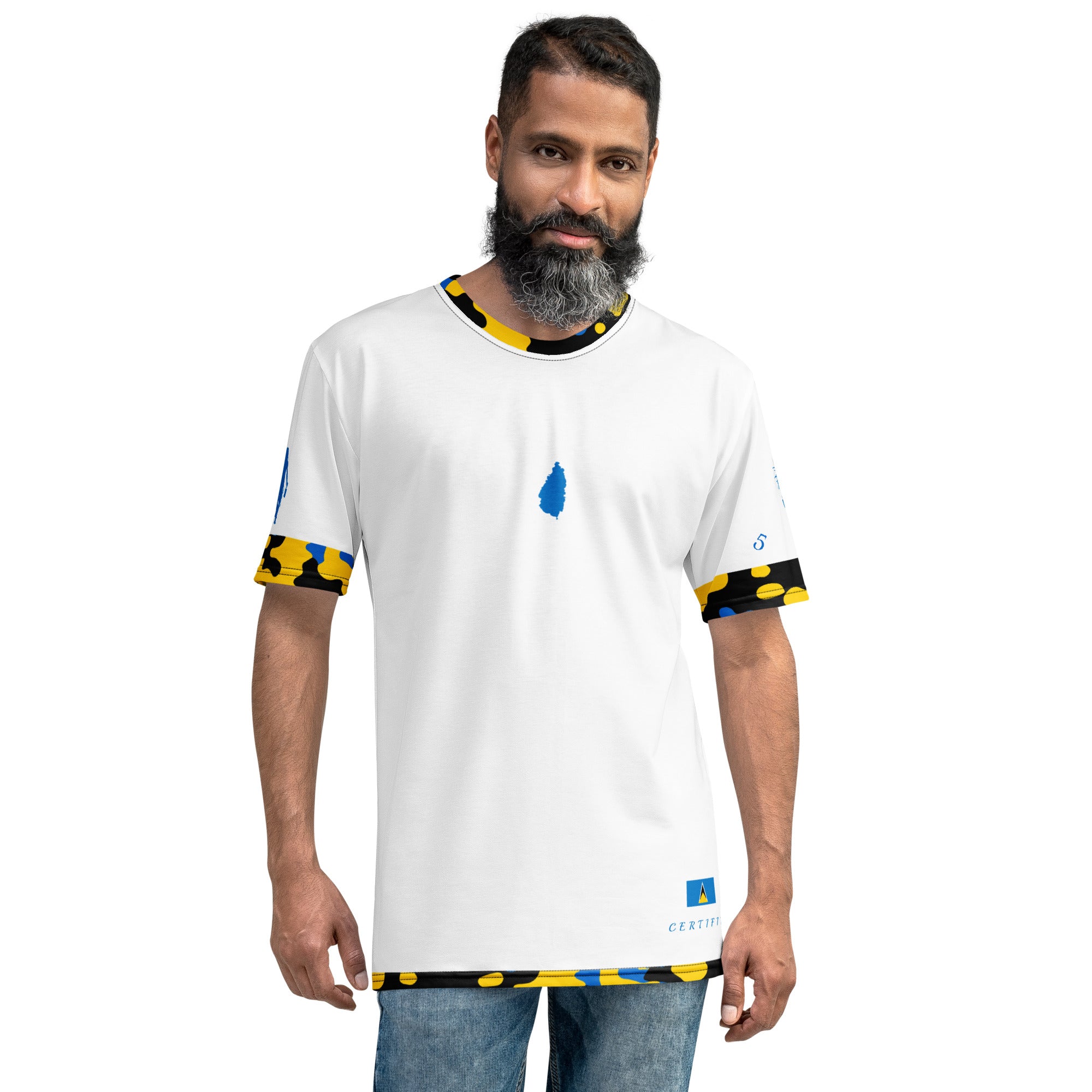 St. Lucia CAMO Fetren Men's t-shirt (White)-Fete Massive