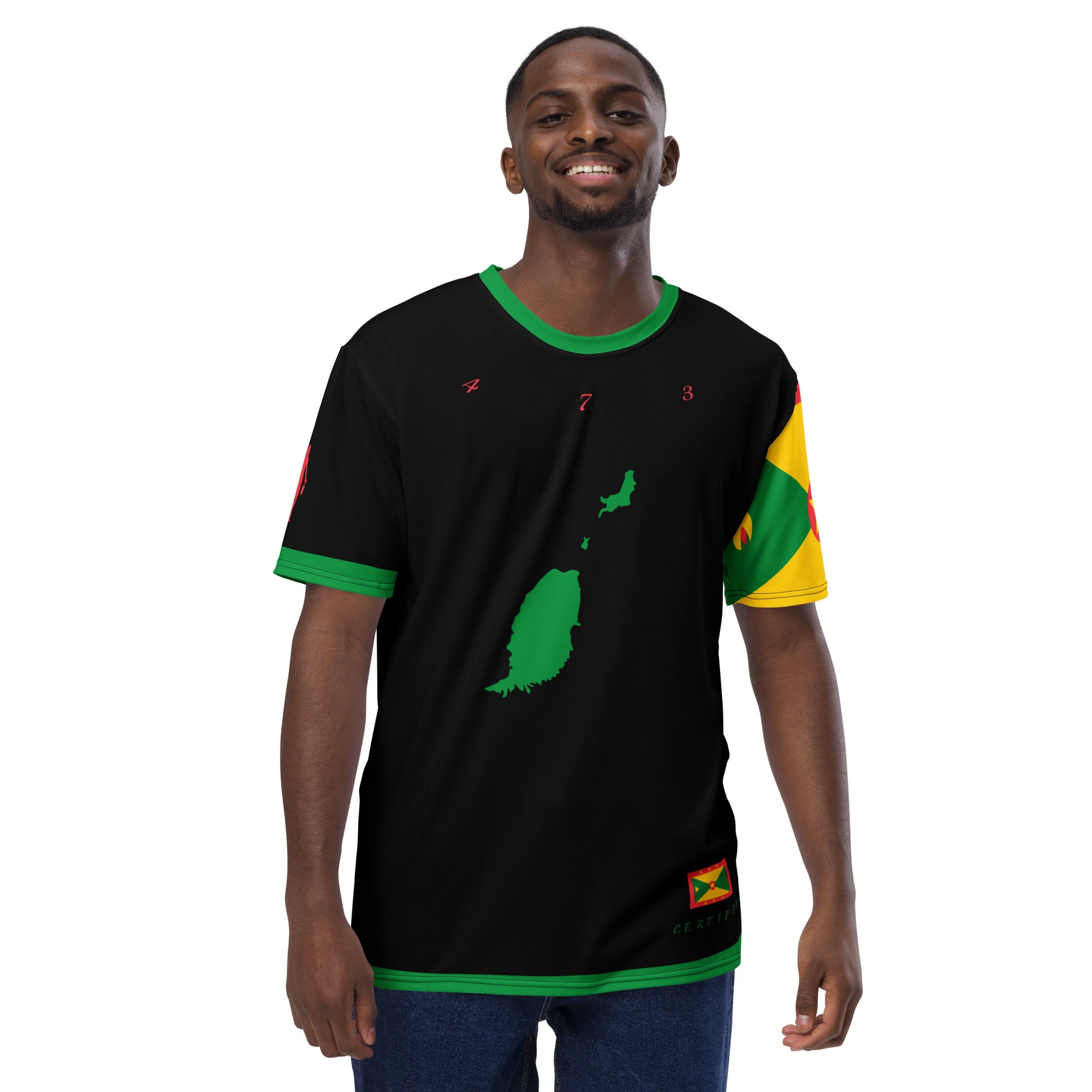 Grenada Flag Sleeve Men's t-shirt-Fete Massive
