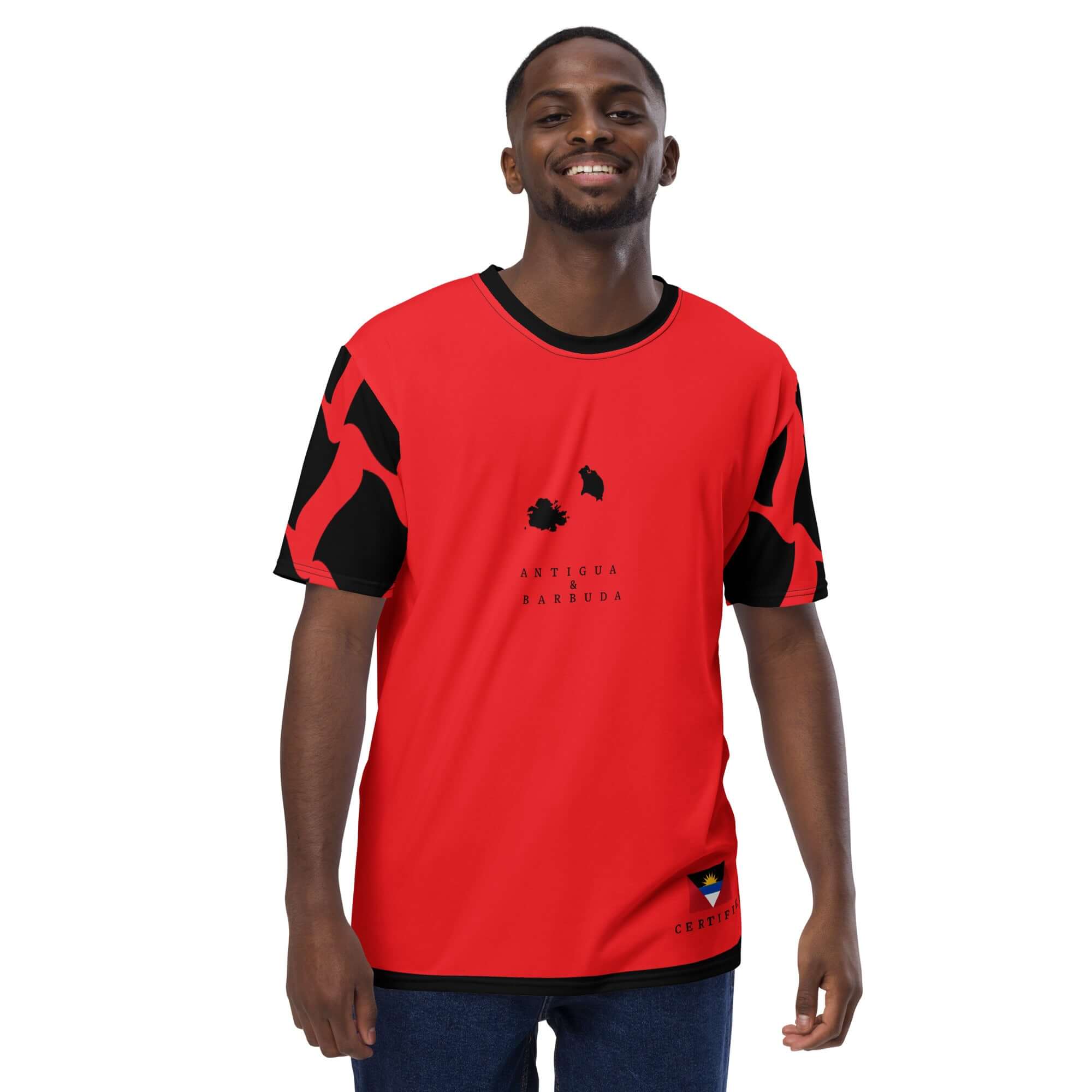 Antigua & Barbuda Off Script Men's t-shirt (Red)-Fete Massive