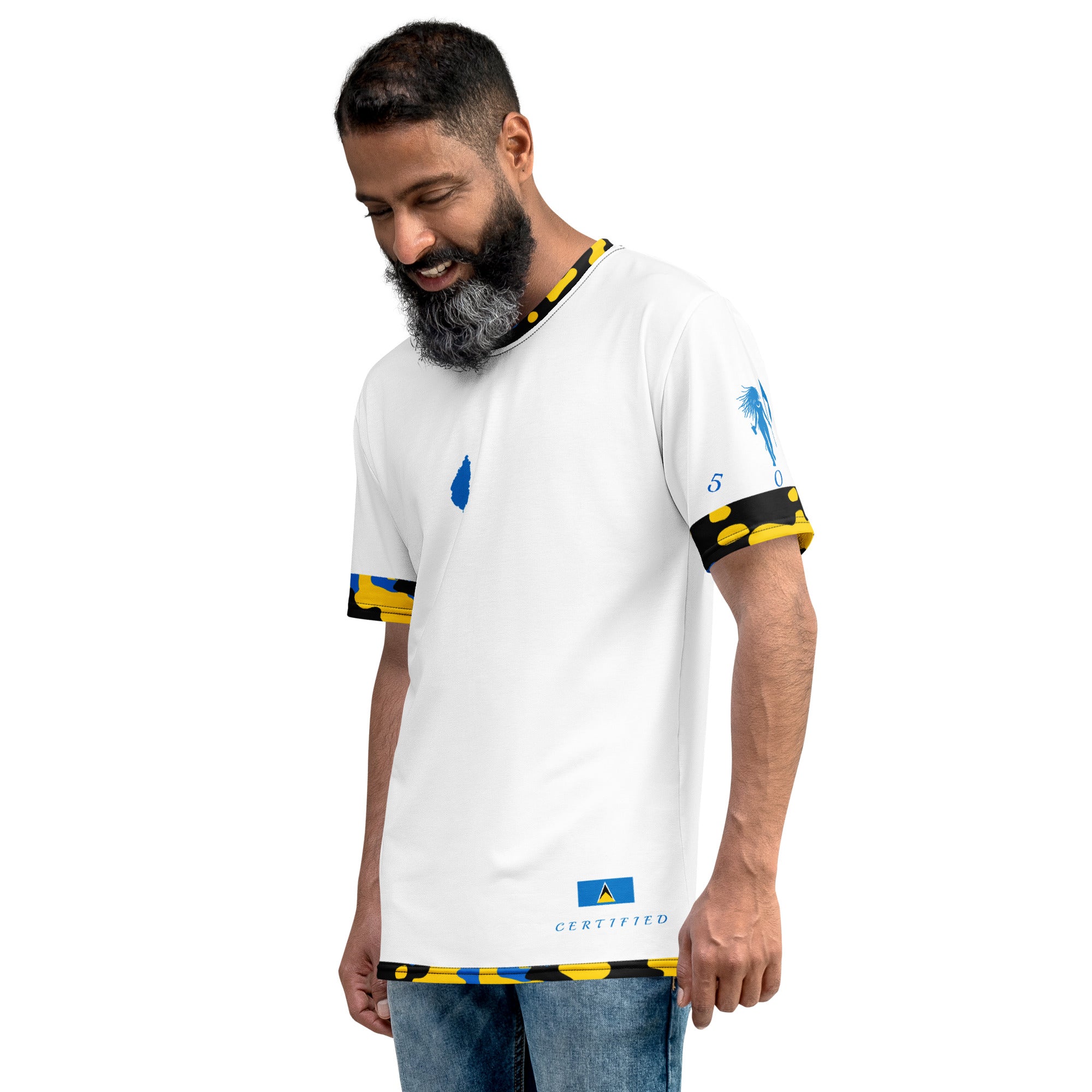 St. Lucia CAMO Fetren Men's t-shirt (White)-Fete Massive