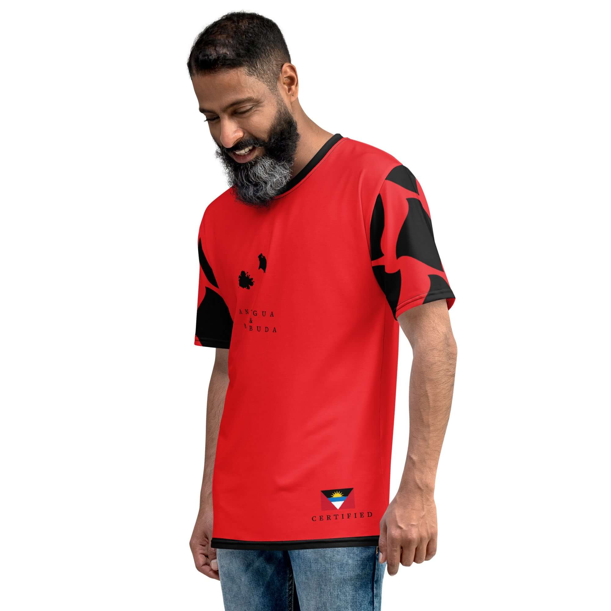 Antigua & Barbuda Off Script Men's t-shirt (Red)-Fete Massive
