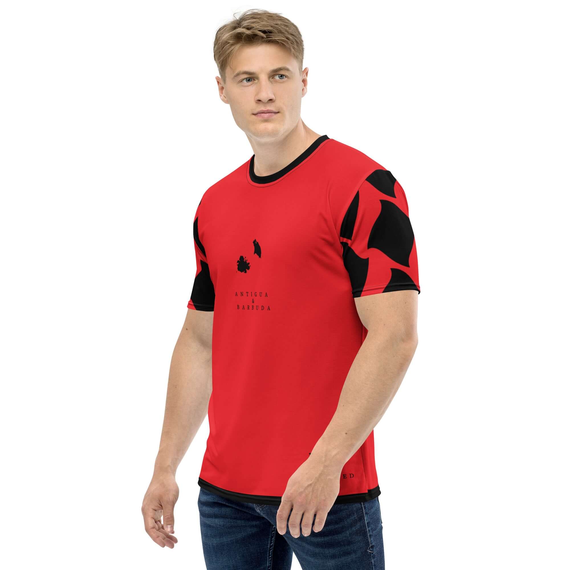 Antigua & Barbuda Off Script Men's t-shirt (Red)-Fete Massive