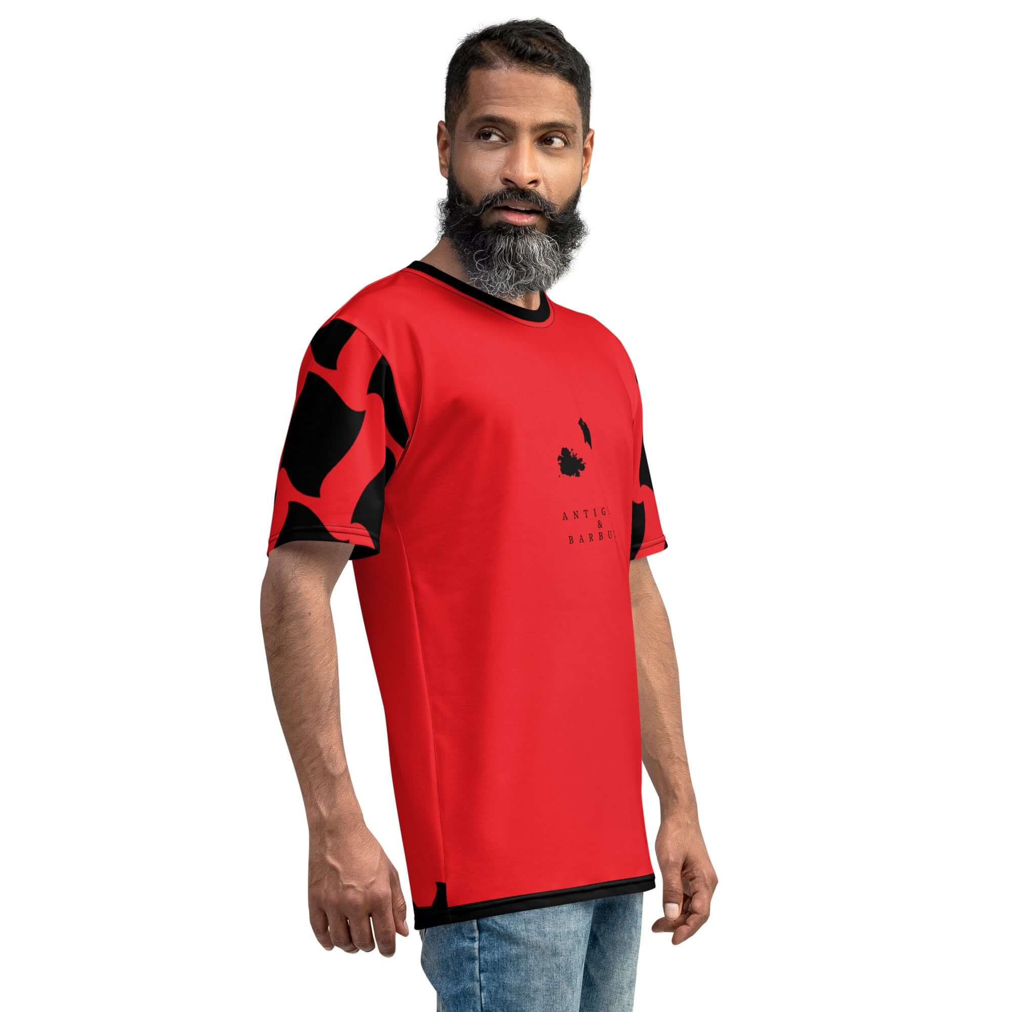 Antigua & Barbuda Off Script Men's t-shirt (Red)-Fete Massive