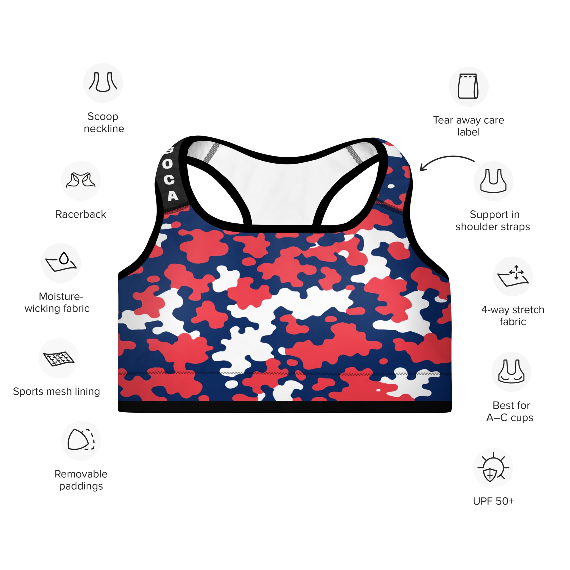 Cayman Islands CAMO Padded Sports Bra-Fete Massive