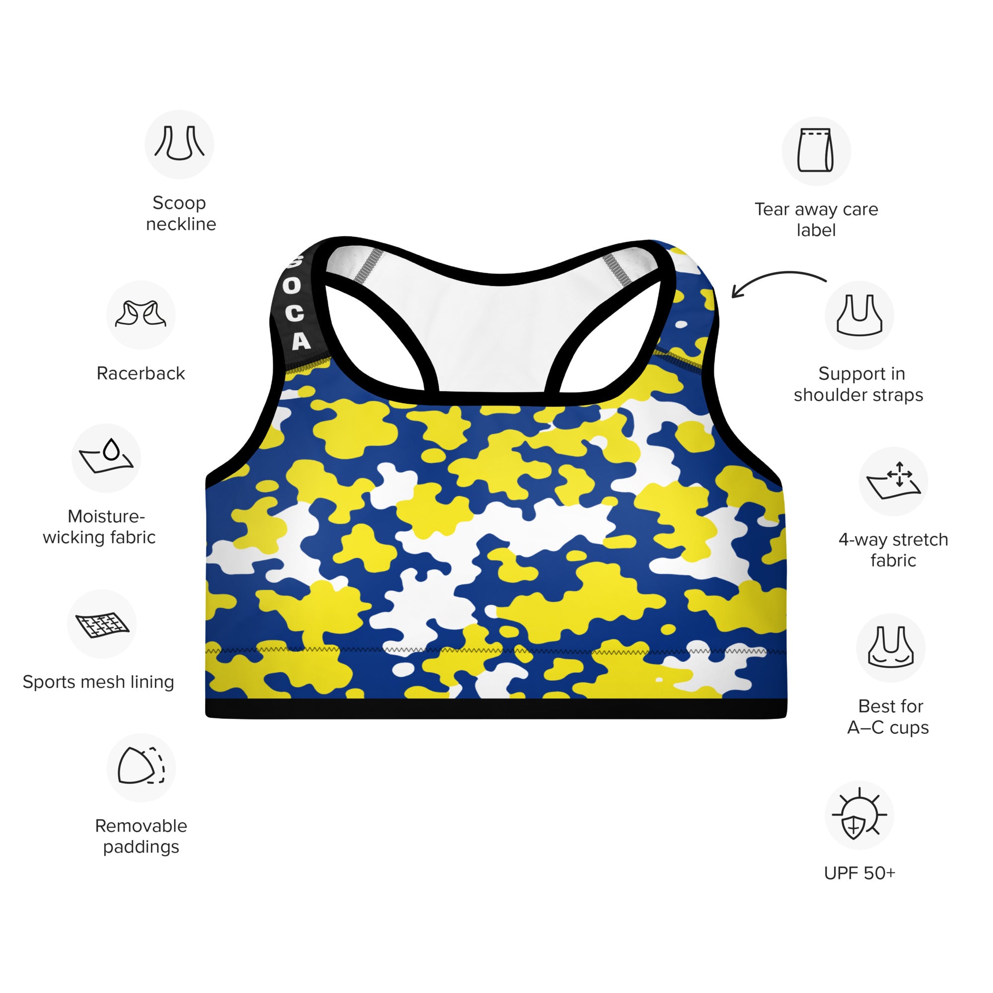 Curacao CAMO Padded Sports Bra-Fete Massive