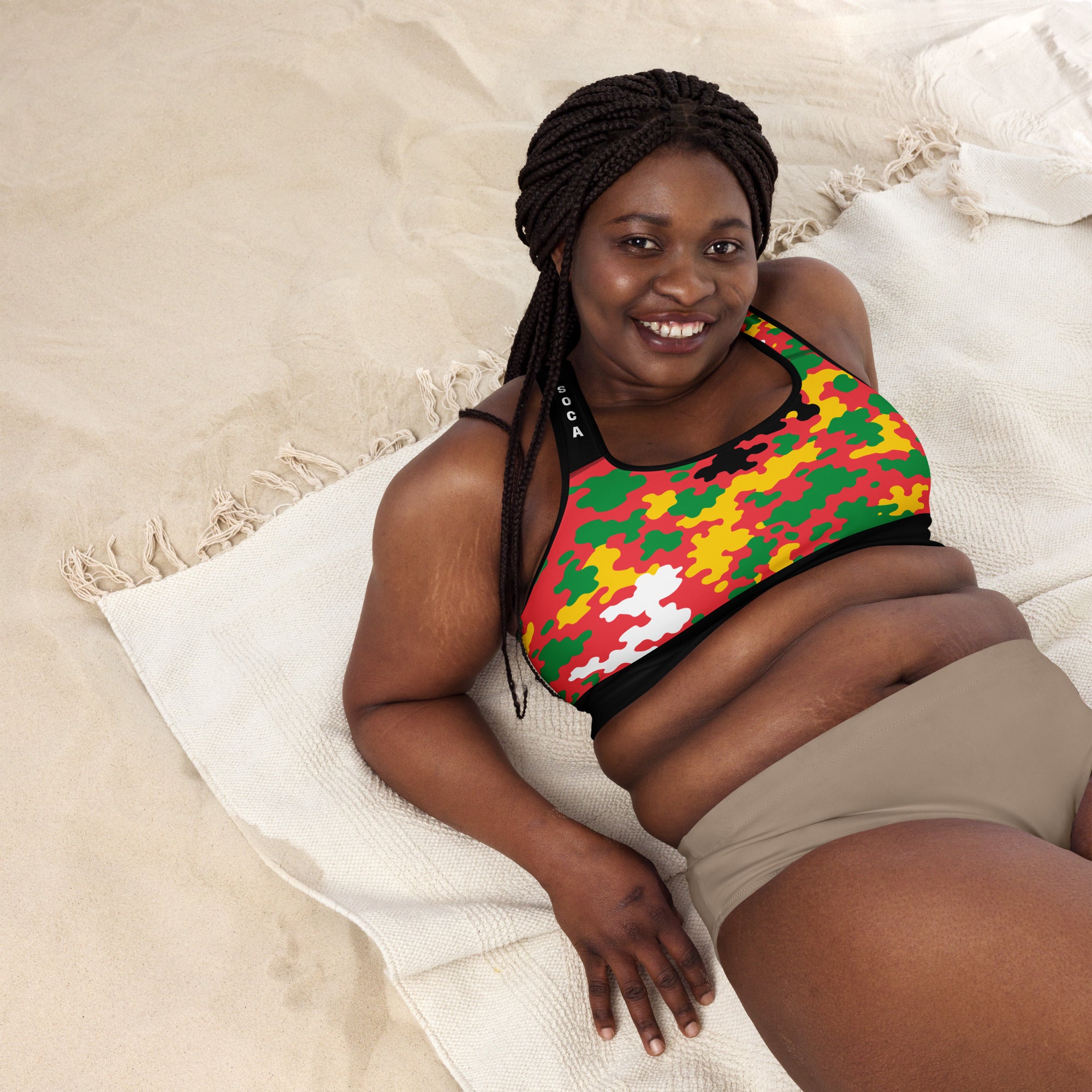 Guyana CAMO Padded Sports Bra-Fete Massive