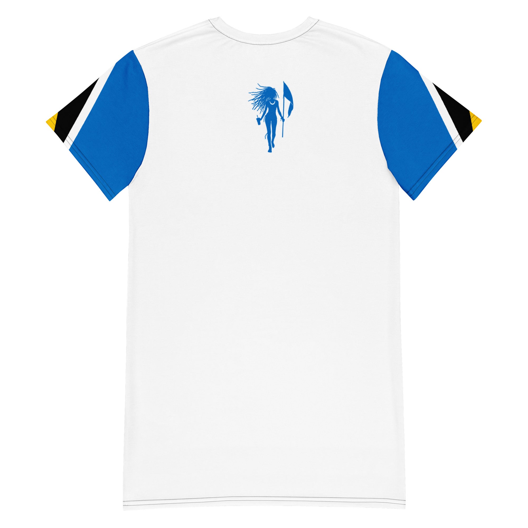 St. Lucia T-shirt dress (White) Flag Sleeve-Fete Massive