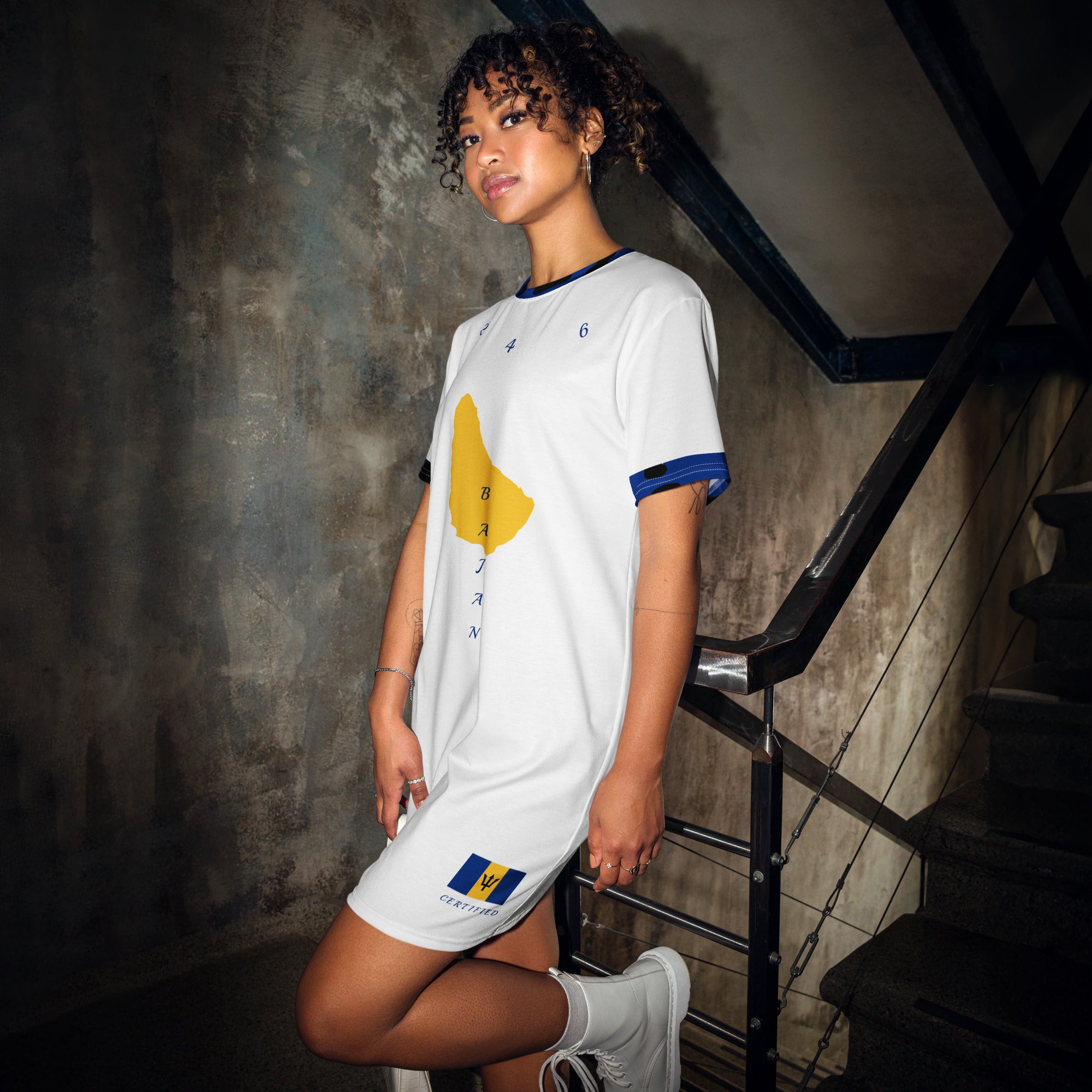 Barbados T-shirt dress (CAMO Trim)-Fete Massive