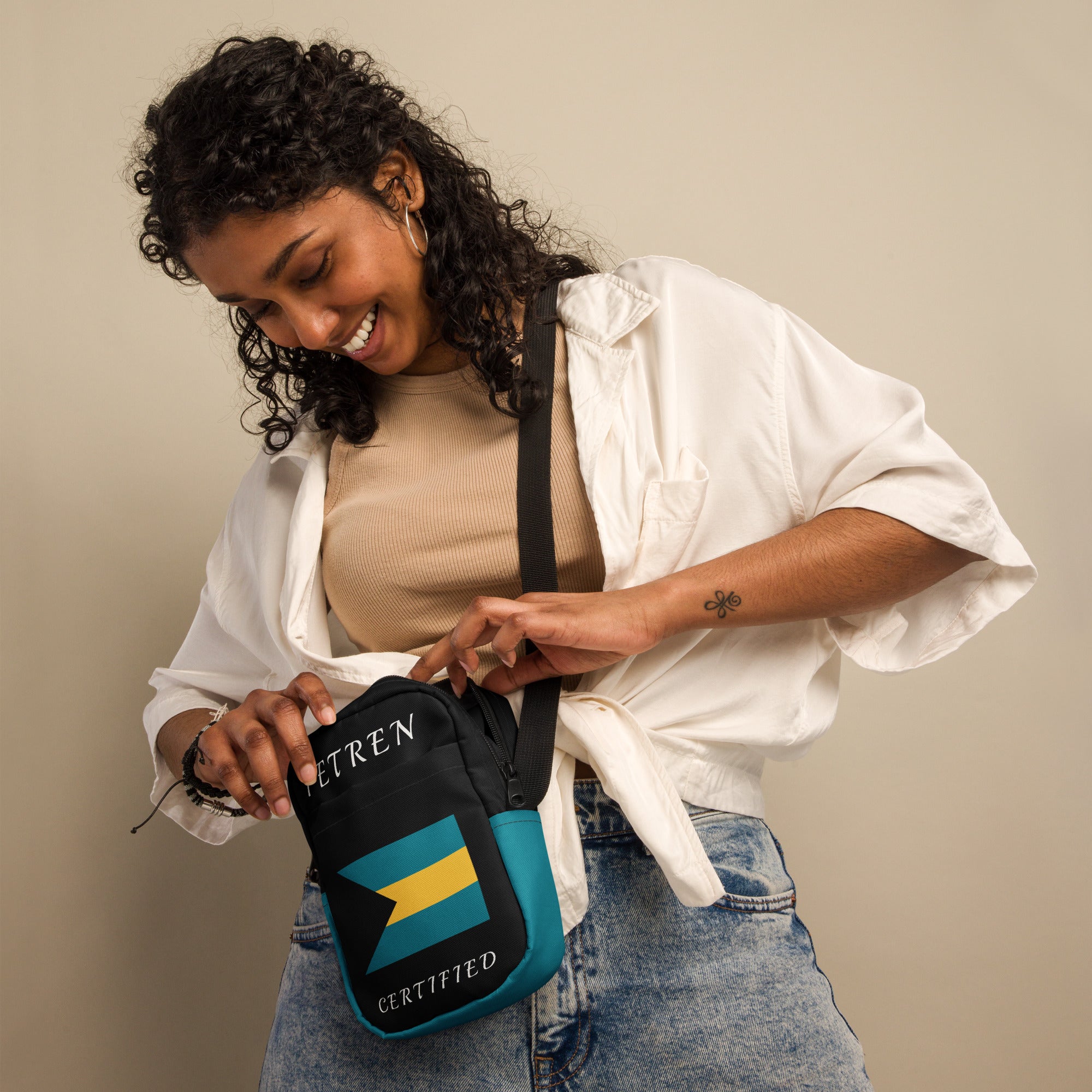 The Bahamas Utility crossbody bag (Blue Trim)-Fete Massive