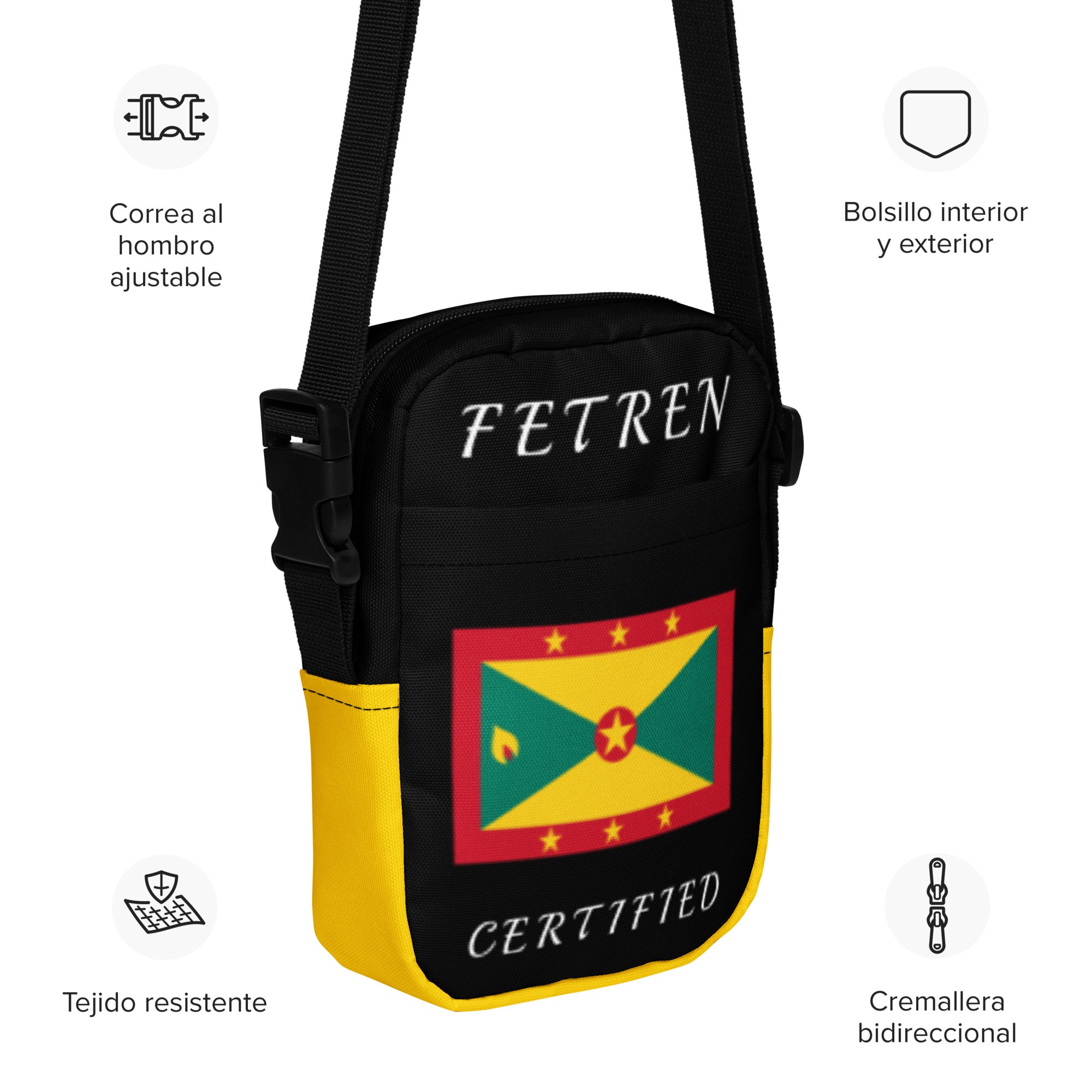 Grenada Utility crossbody bag (Yellow Trim)-Fete Massive