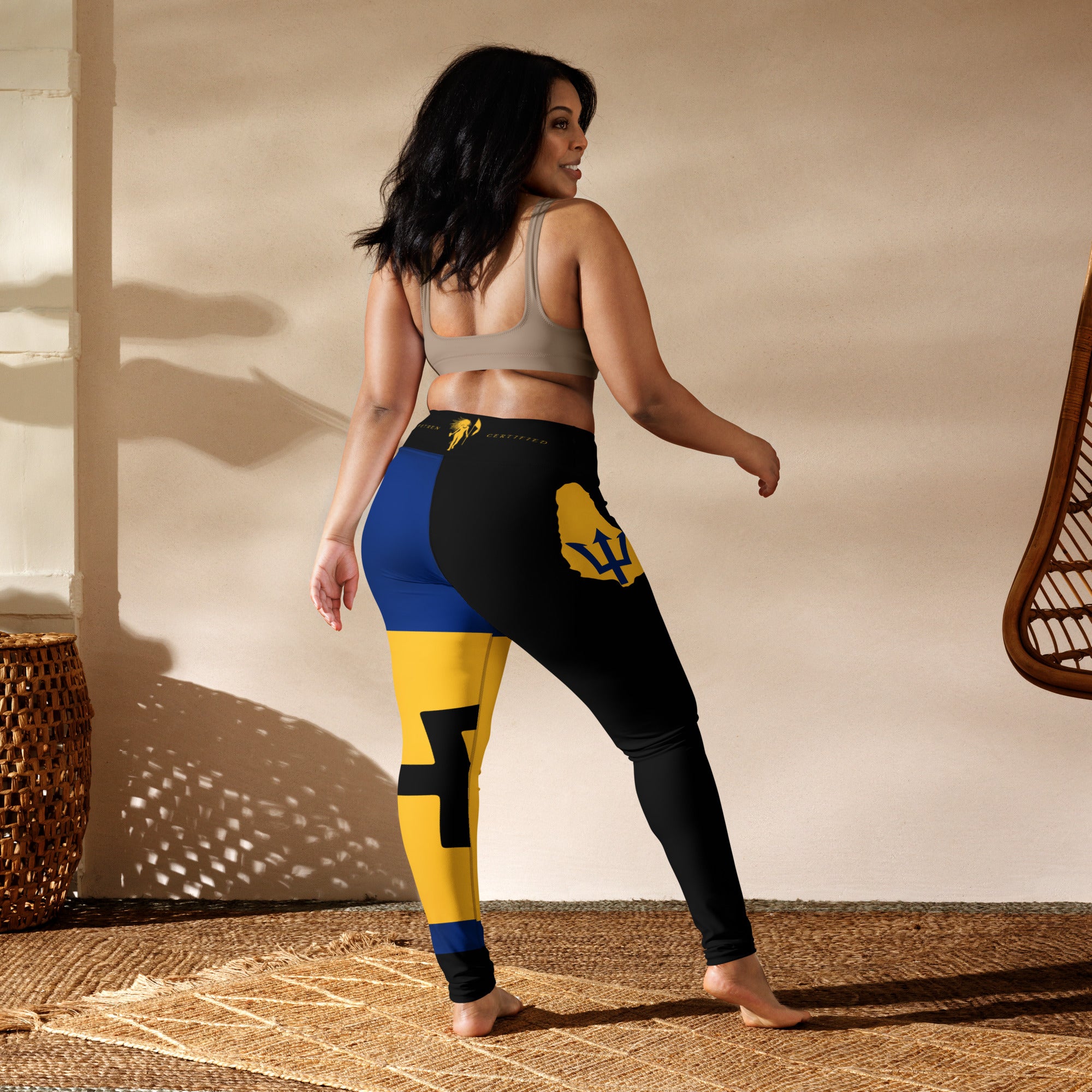 Barbados Flag Yoga Leggings-Fete Massive