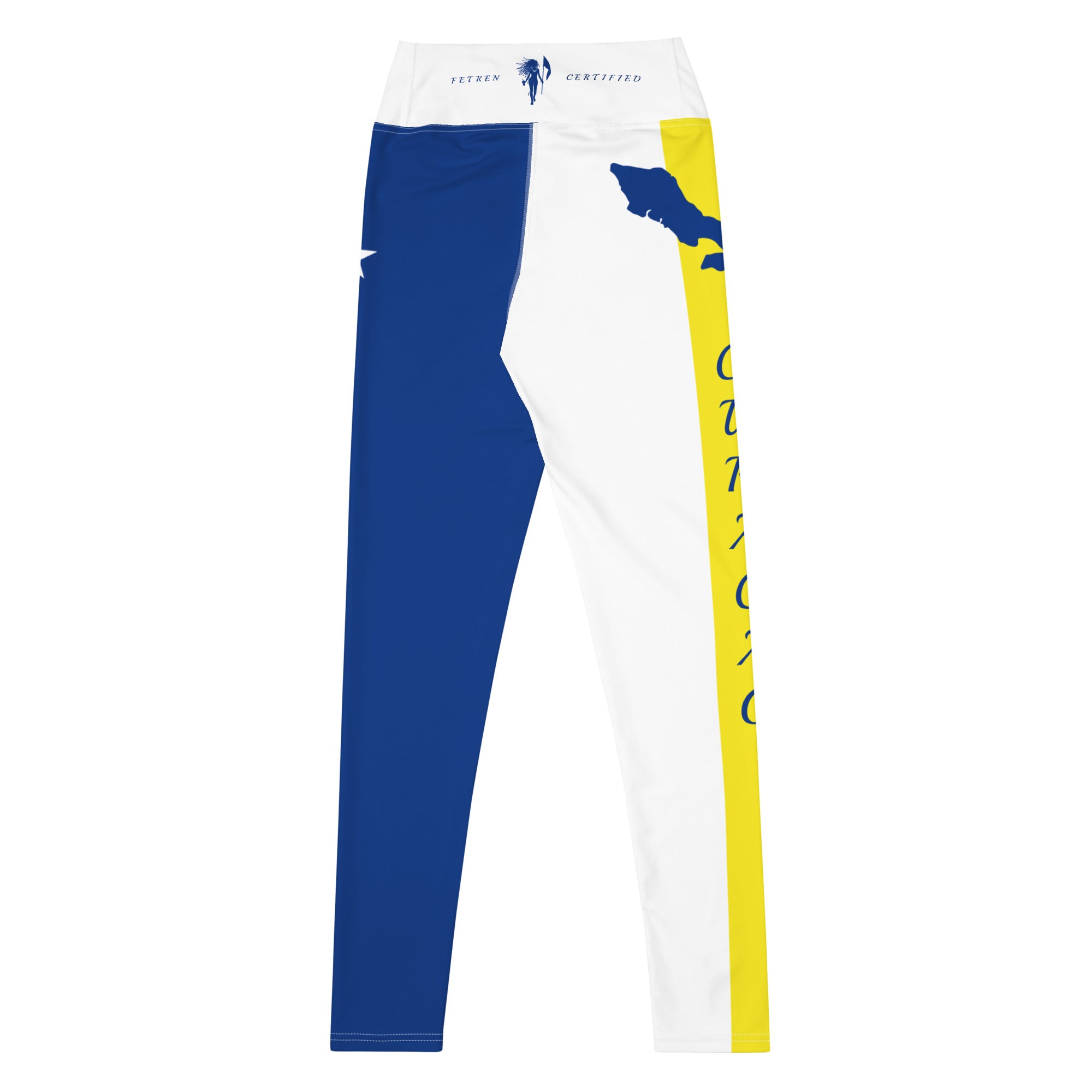 Curacao Flag Yoga Leggings (White)-Fete Massive