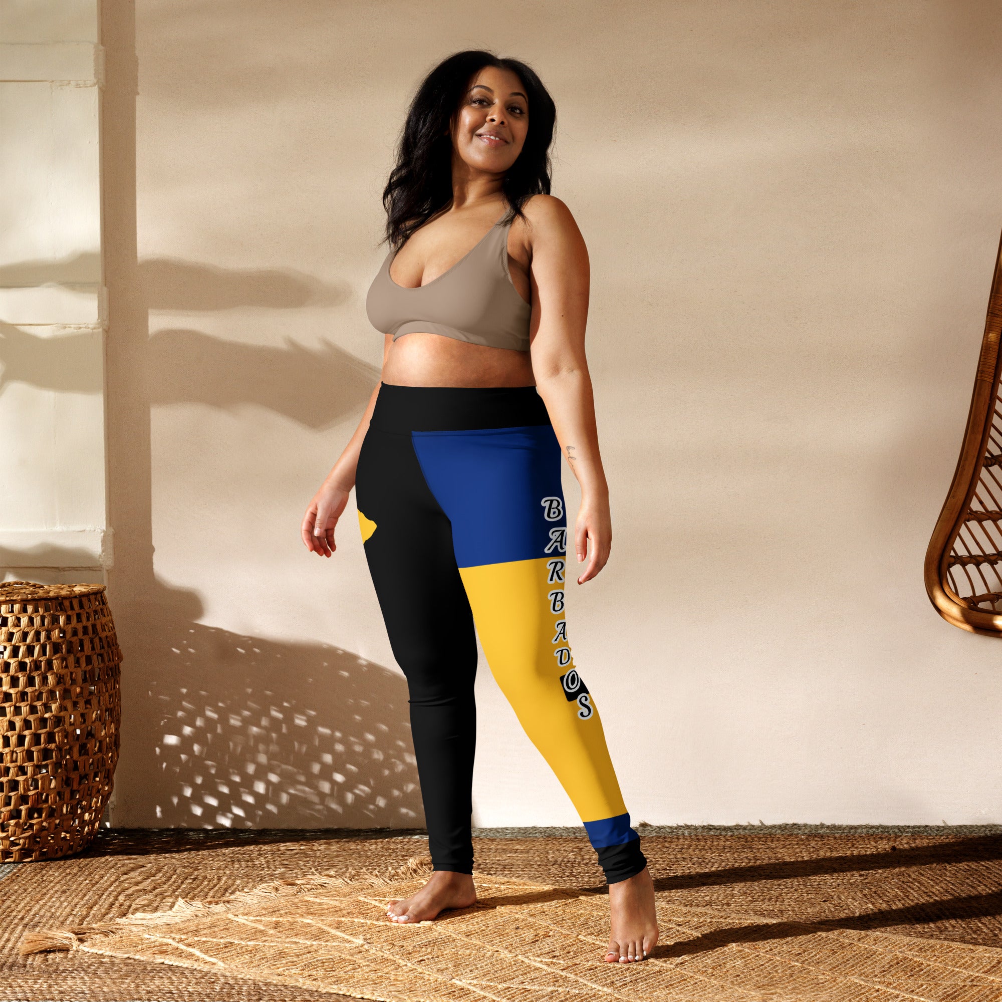 Barbados Flag Yoga Leggings-Fete Massive