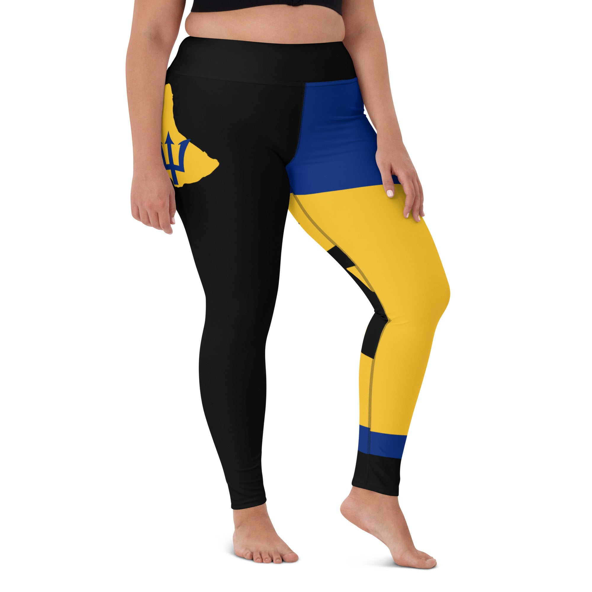 Barbados Flag Yoga Leggings-Fete Massive