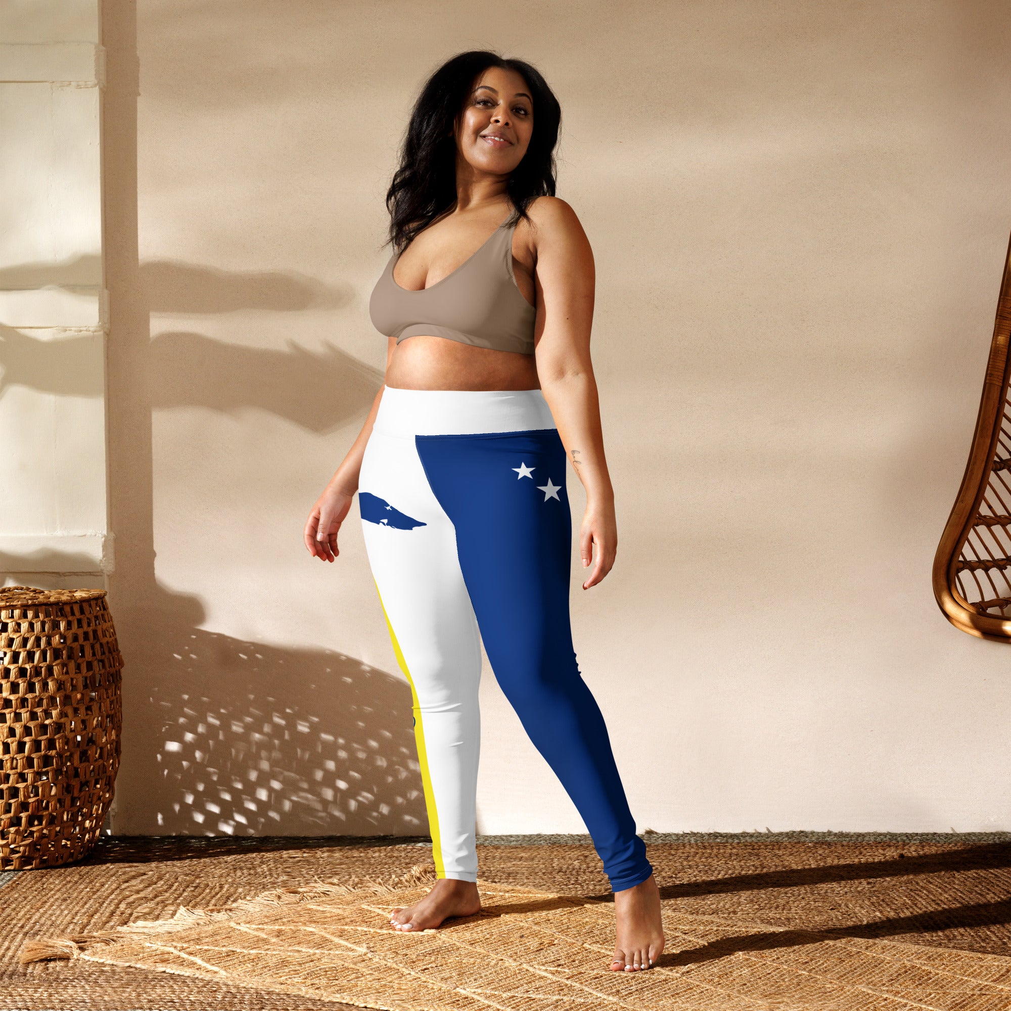 Curacao Flag Yoga Leggings (White)-Fete Massive