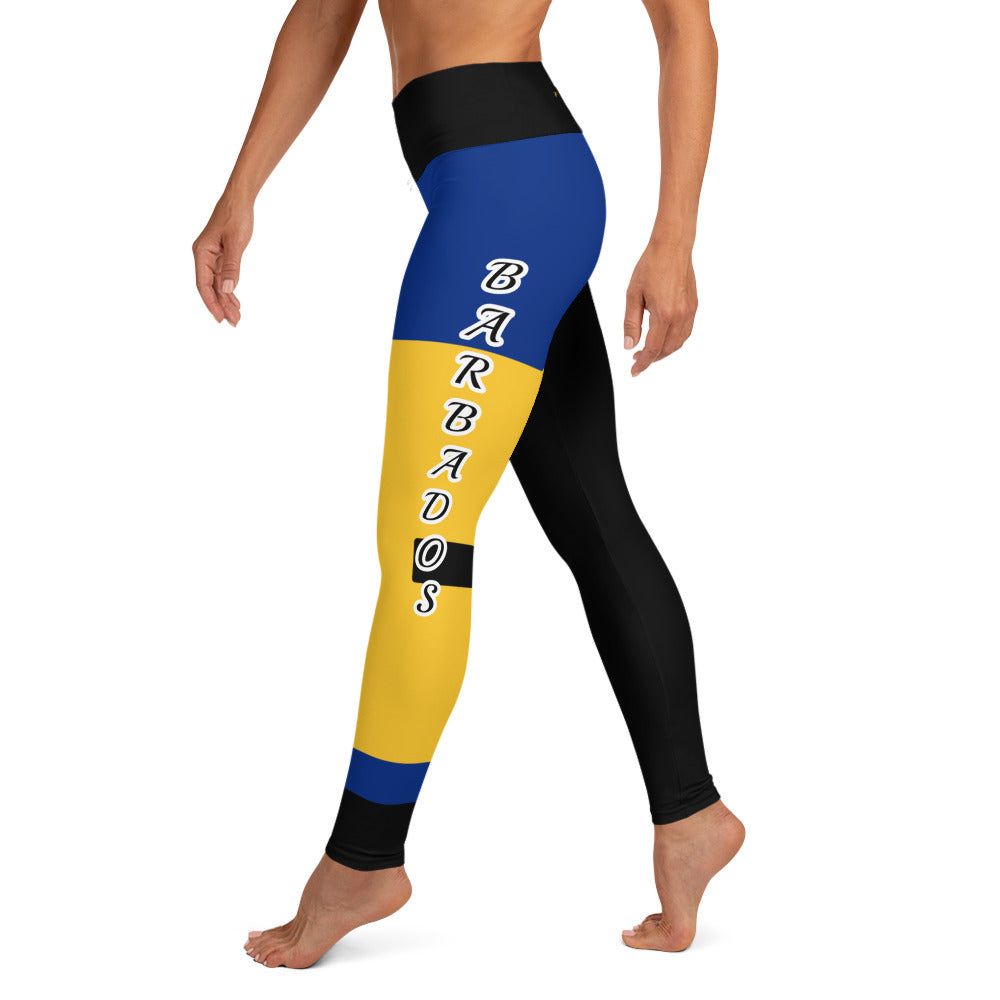 Barbados Flag Yoga Leggings-Fete Massive