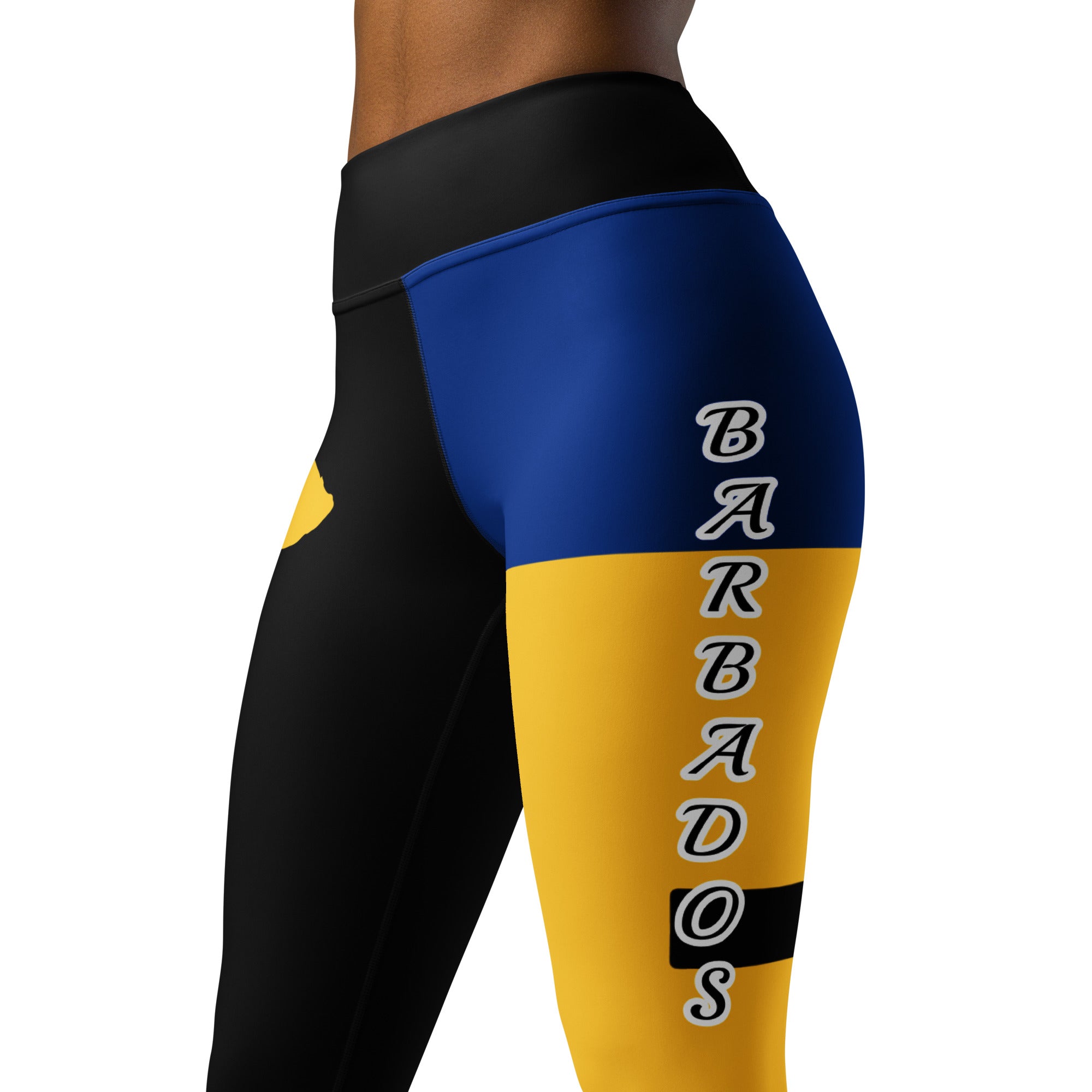 Barbados Flag Yoga Leggings-Fete Massive