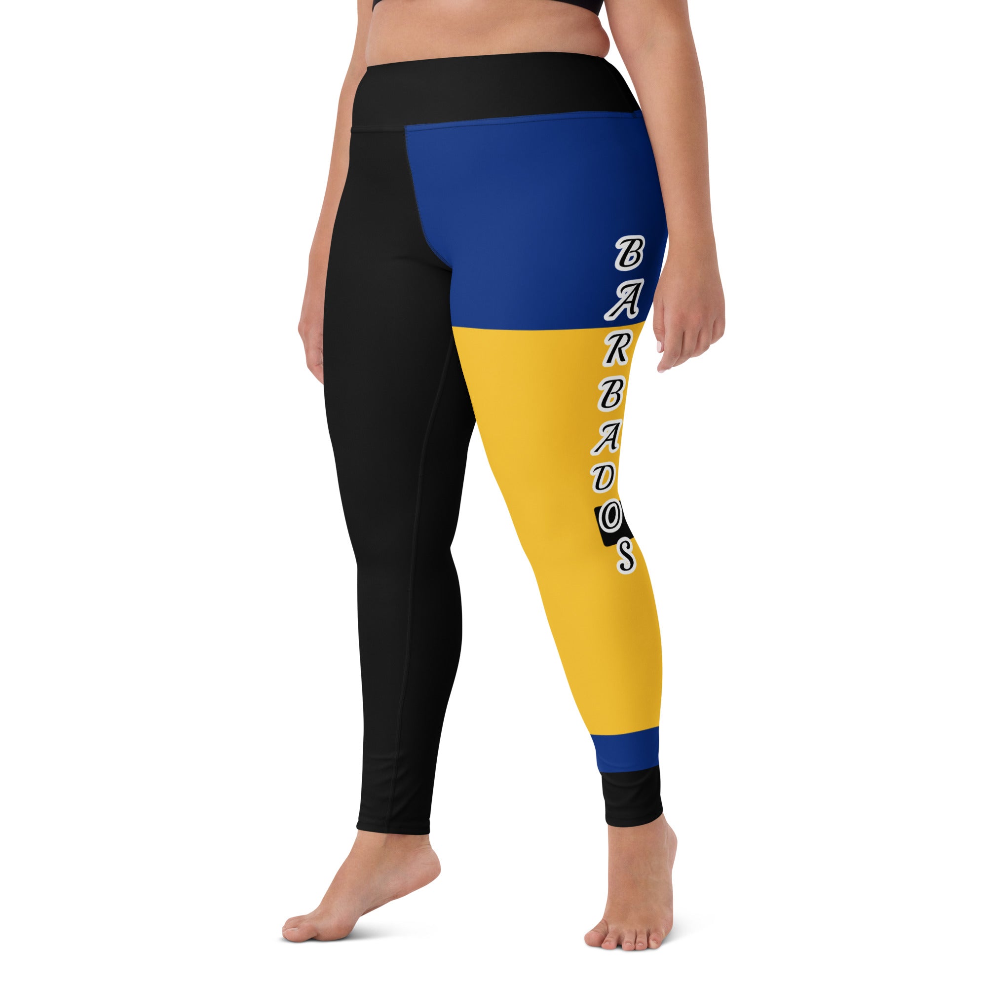 Barbados Flag Yoga Leggings-Fete Massive