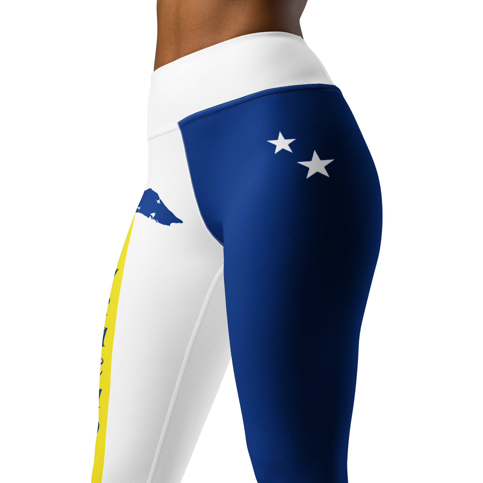 Curacao Flag Yoga Leggings (White)-Fete Massive