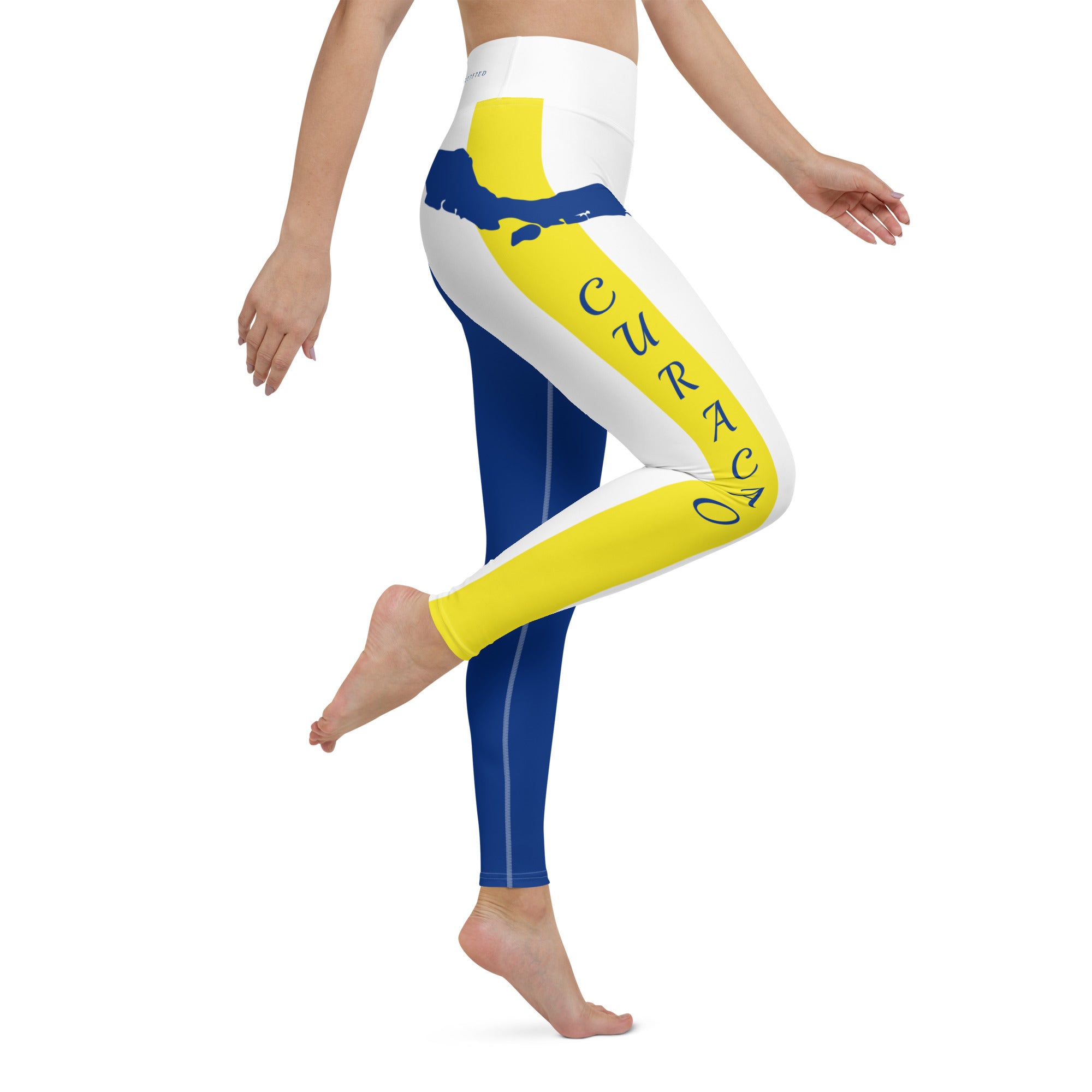 Curacao Flag Yoga Leggings (White)-Fete Massive