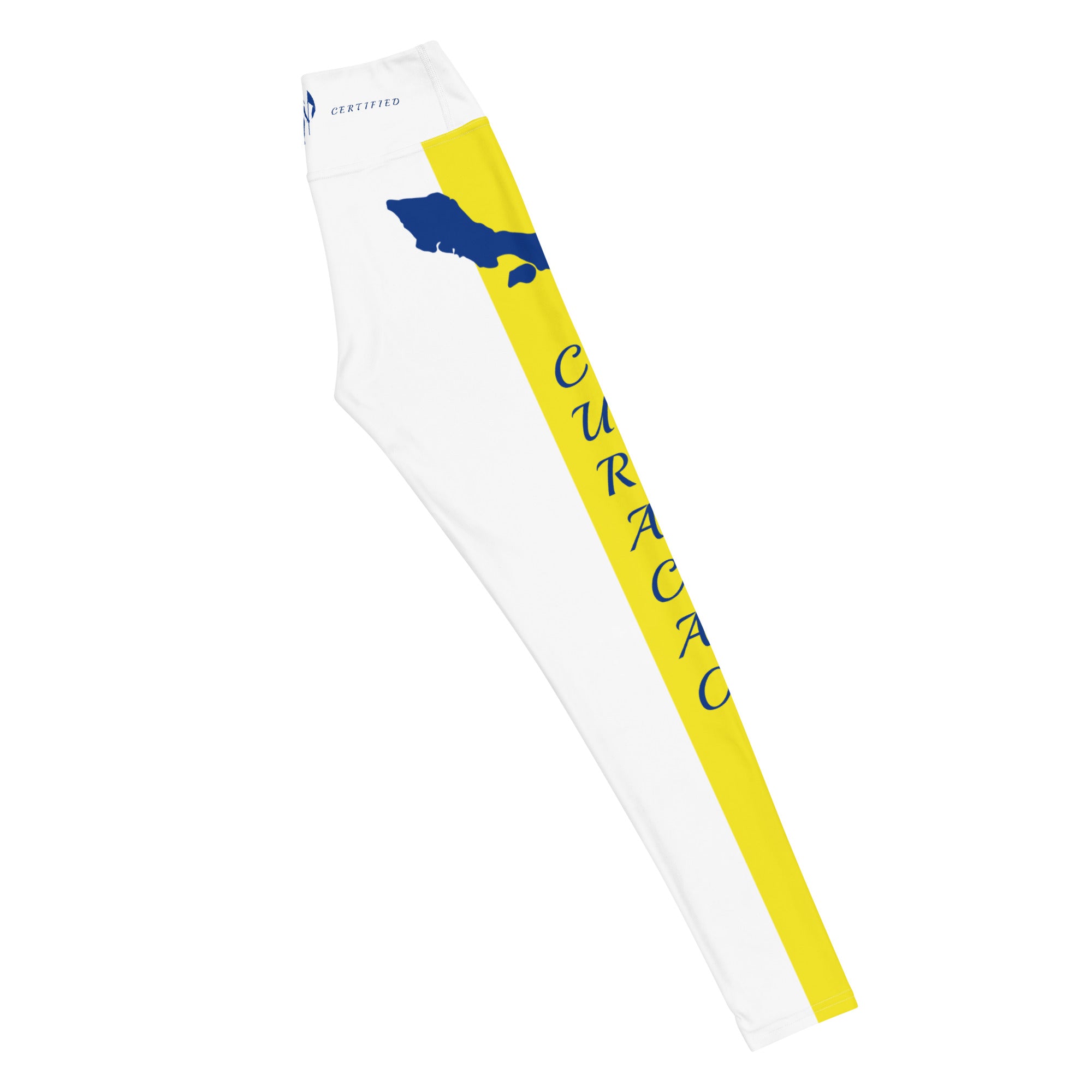 Curacao Flag Yoga Leggings (White)-Fete Massive