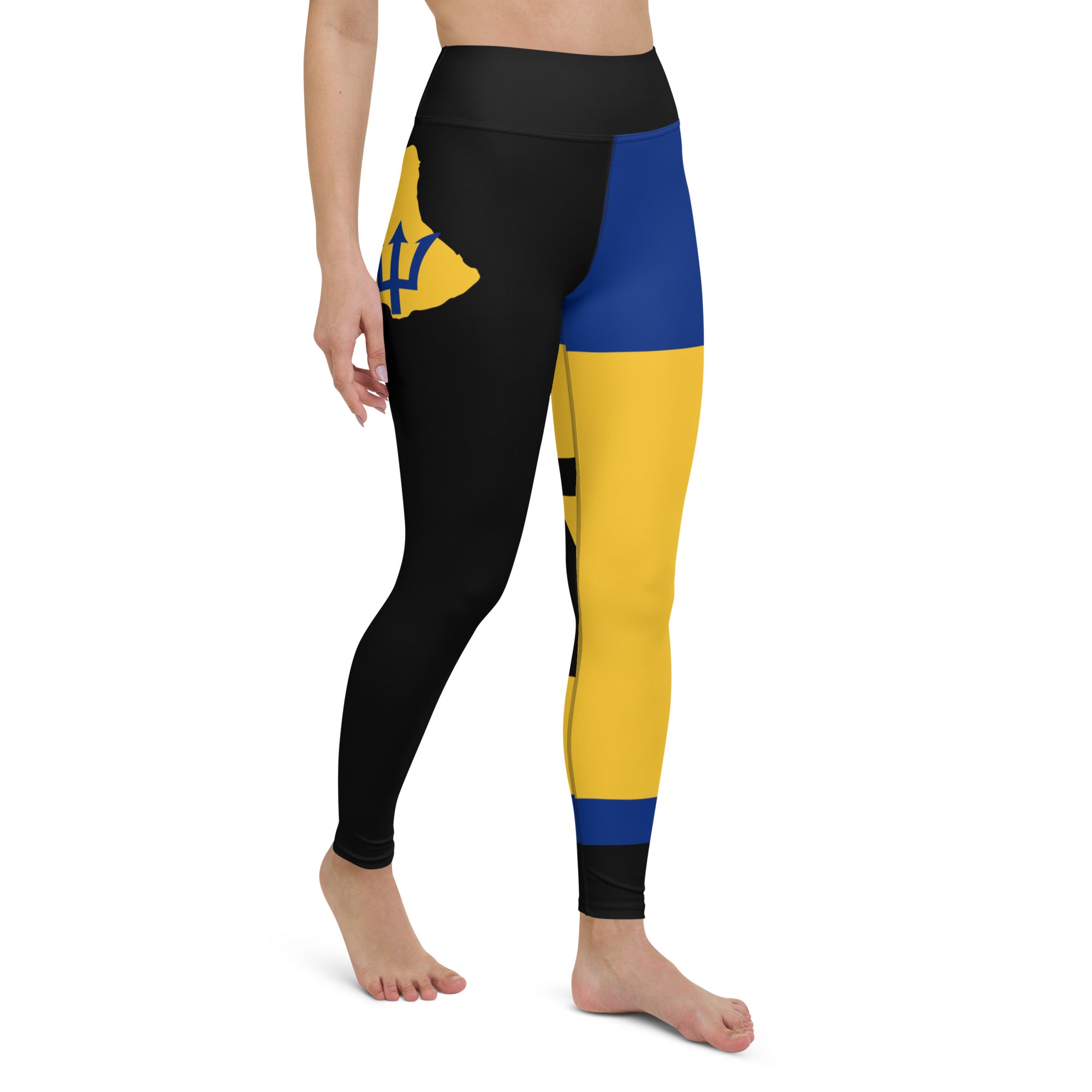 Barbados Flag Yoga Leggings-Fete Massive