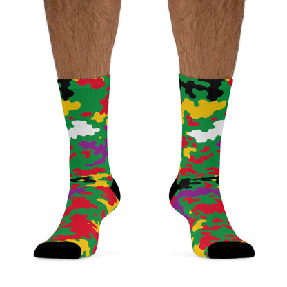 Dominica Flag CAMO Poly Socks-Fete Massive