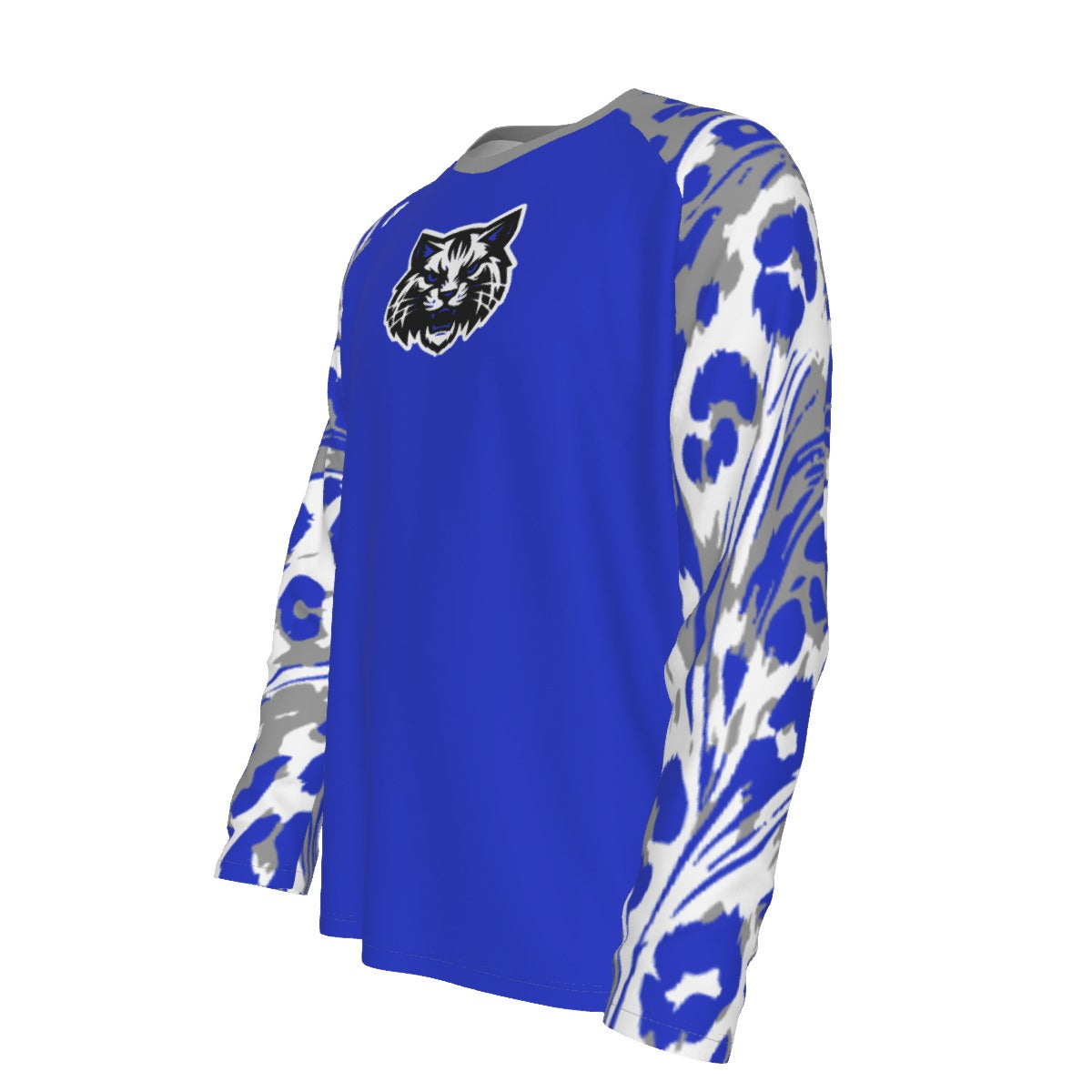 Laurel Wildcats Men's Raglan Long Sleeve T-Shirt Blue & Grey/White Trim