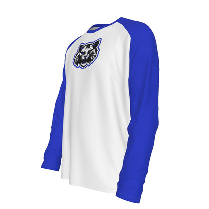 Laurel Wildcats Men's Raglan Long Sleeve T-Shirt White & Blue