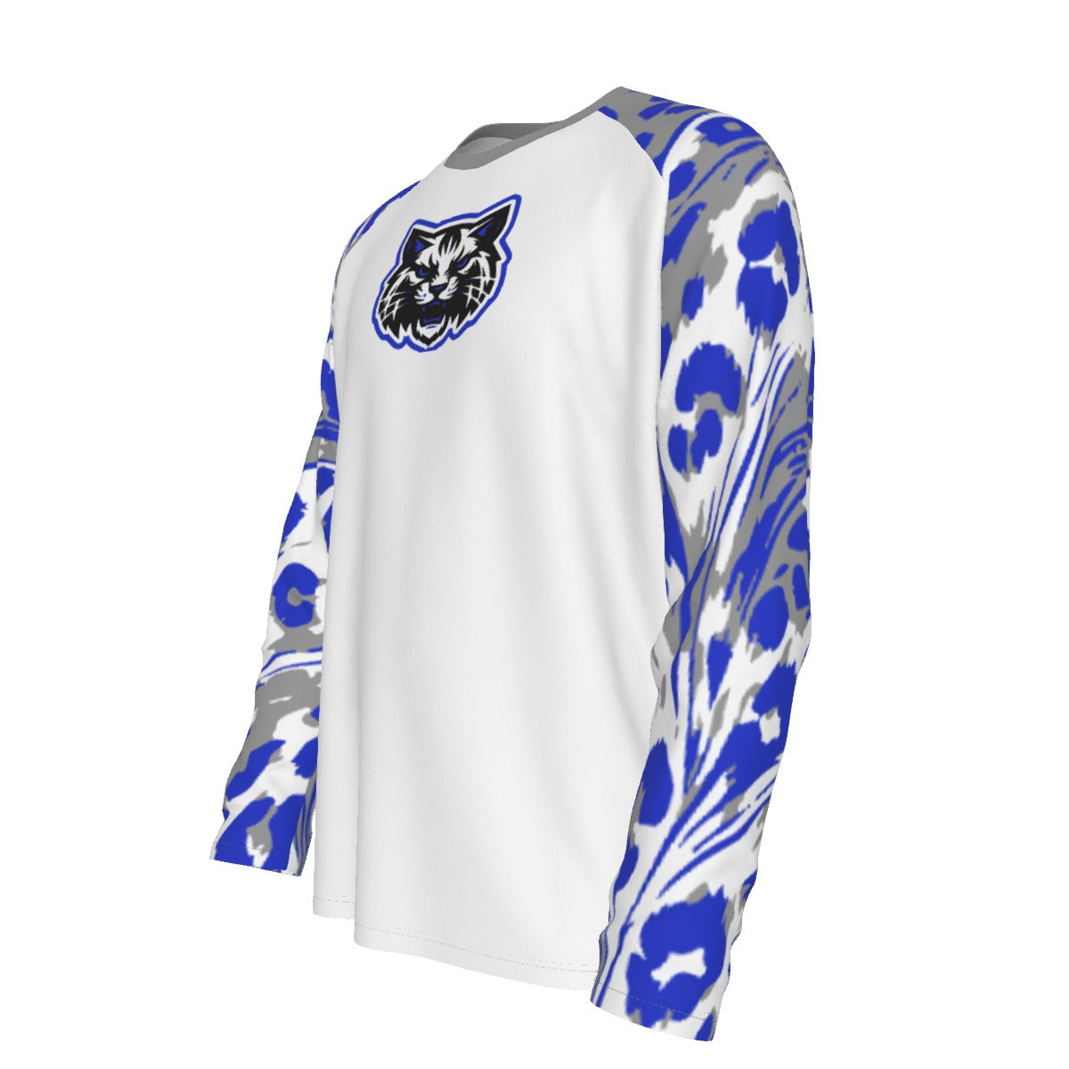 Laurel Wildcats Men's Raglan Long Sleeve T-Shirt White & Grey/Blue Trim