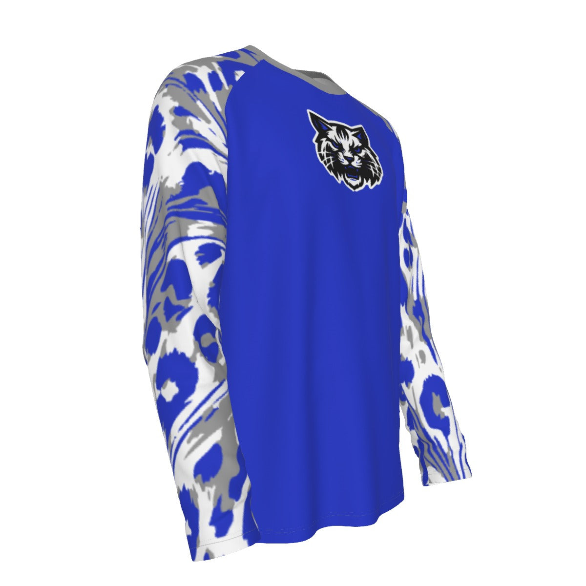 Laurel Wildcats Men's Raglan Long Sleeve T-Shirt Blue & Grey/White Trim