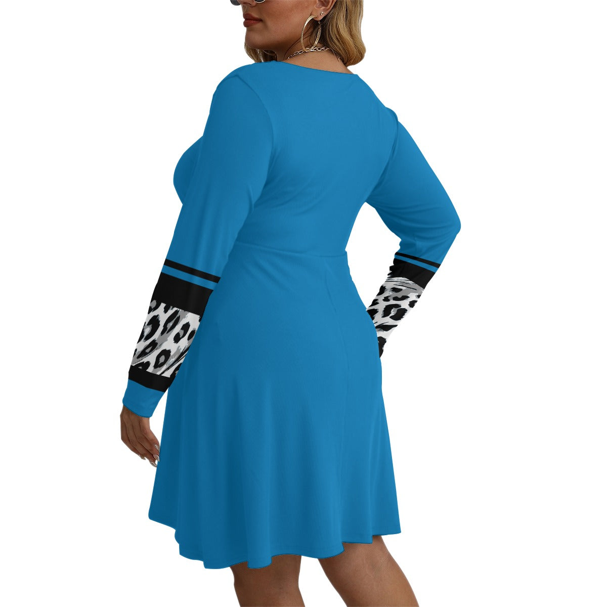 Women's V-neck Long Sleeve Dress (Plus Size)