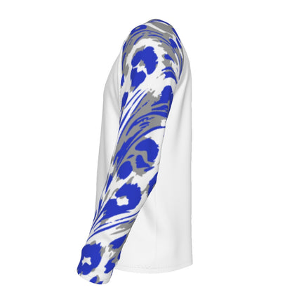 Laurel Wildcats Men's Raglan Long Sleeve T-Shirt White & Grey/Blue Trim
