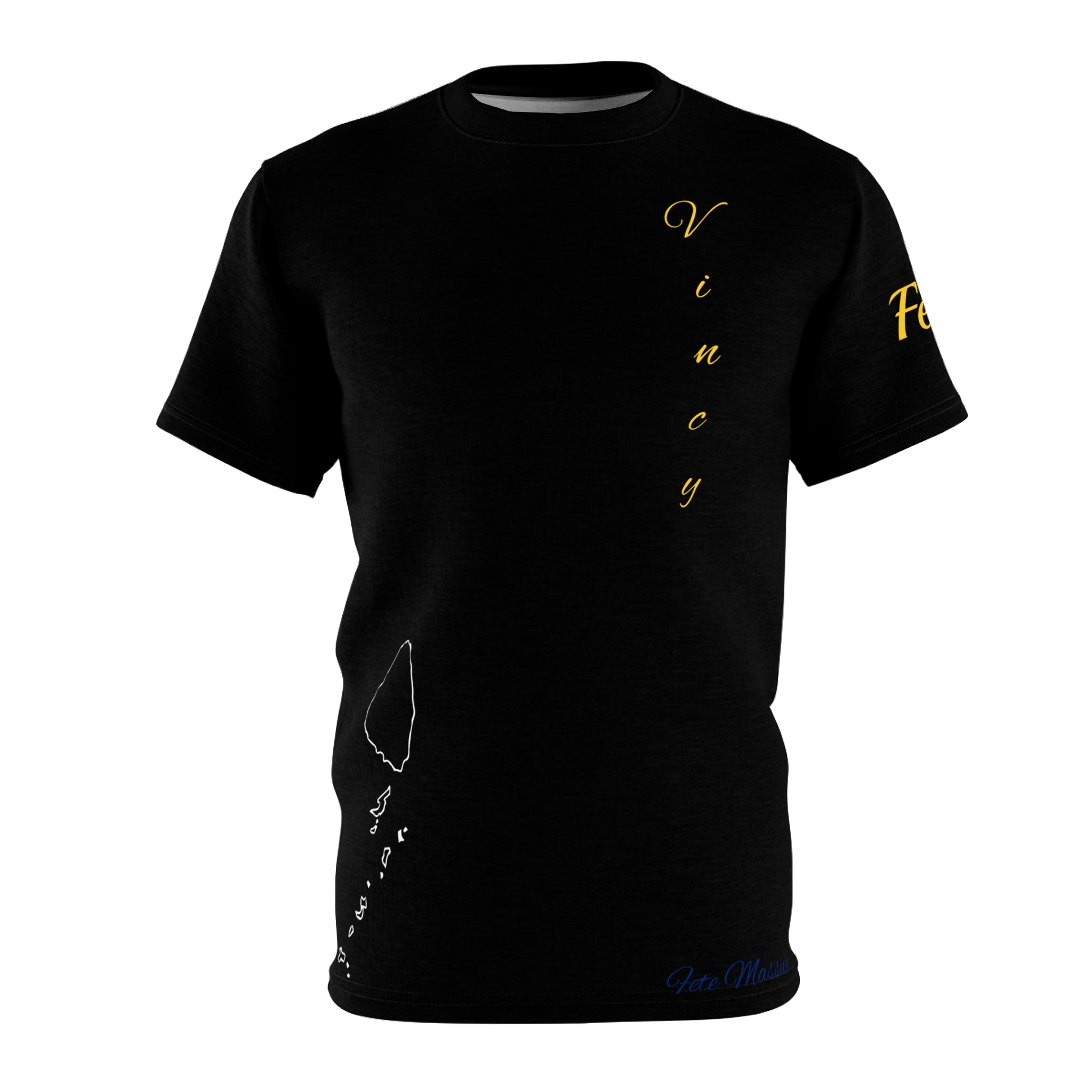 Fetren: Land Of My Birth Soca Unisex Tee W Saint Vincent Flag (Black /With Color) Island Front-Fete Massive