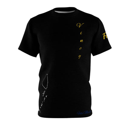 Fetren: Land Of My Birth Soca Unisex Tee W Saint Vincent Flag (Black /With Color) Island Front-Fete Massive