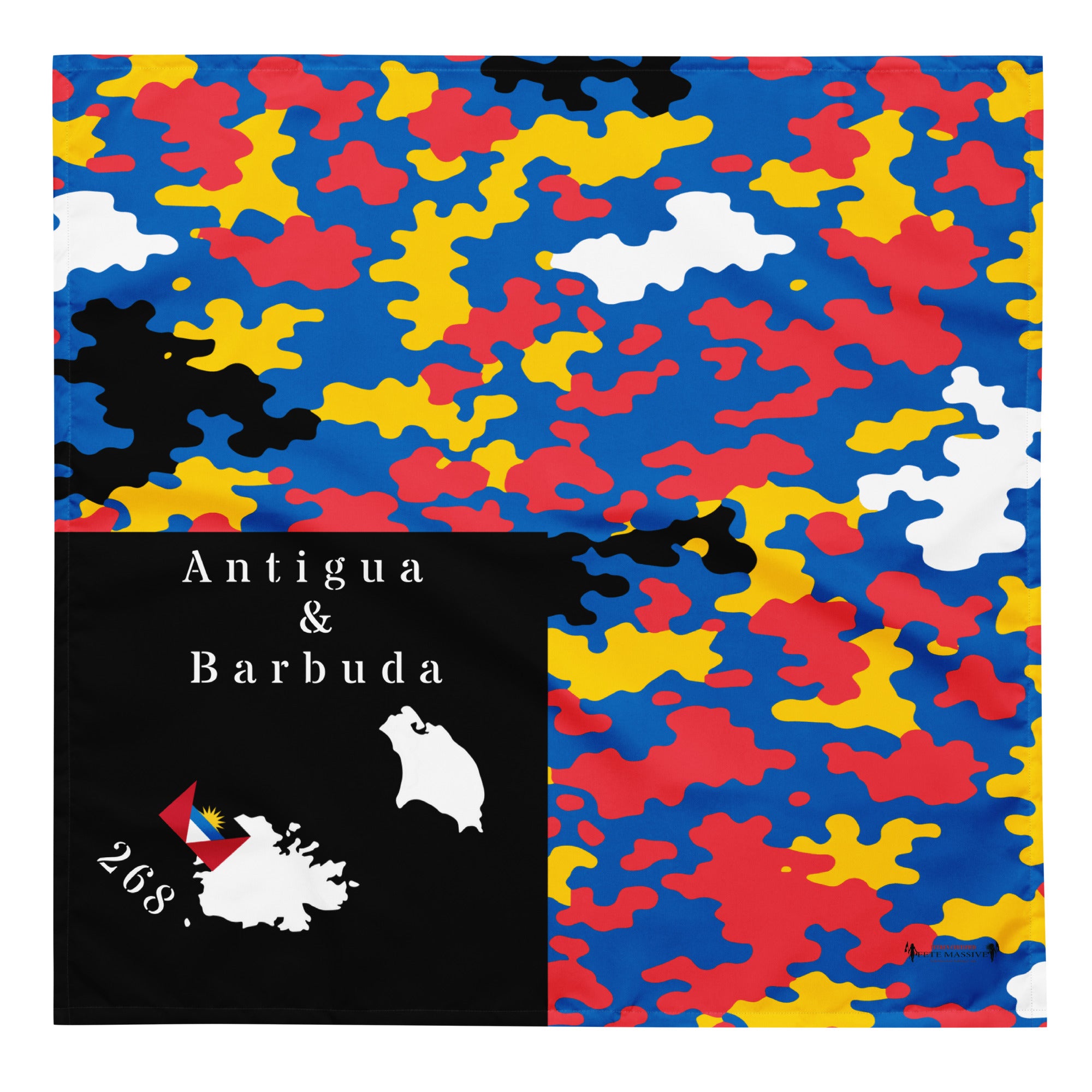 Antigua & Barbuda Island & Flag CAMO print bandana-Fete Massive