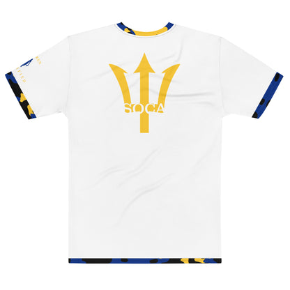 Barbados Fetren Certified Men's t-shirt (White with CAMO Trim)-Fete Massive