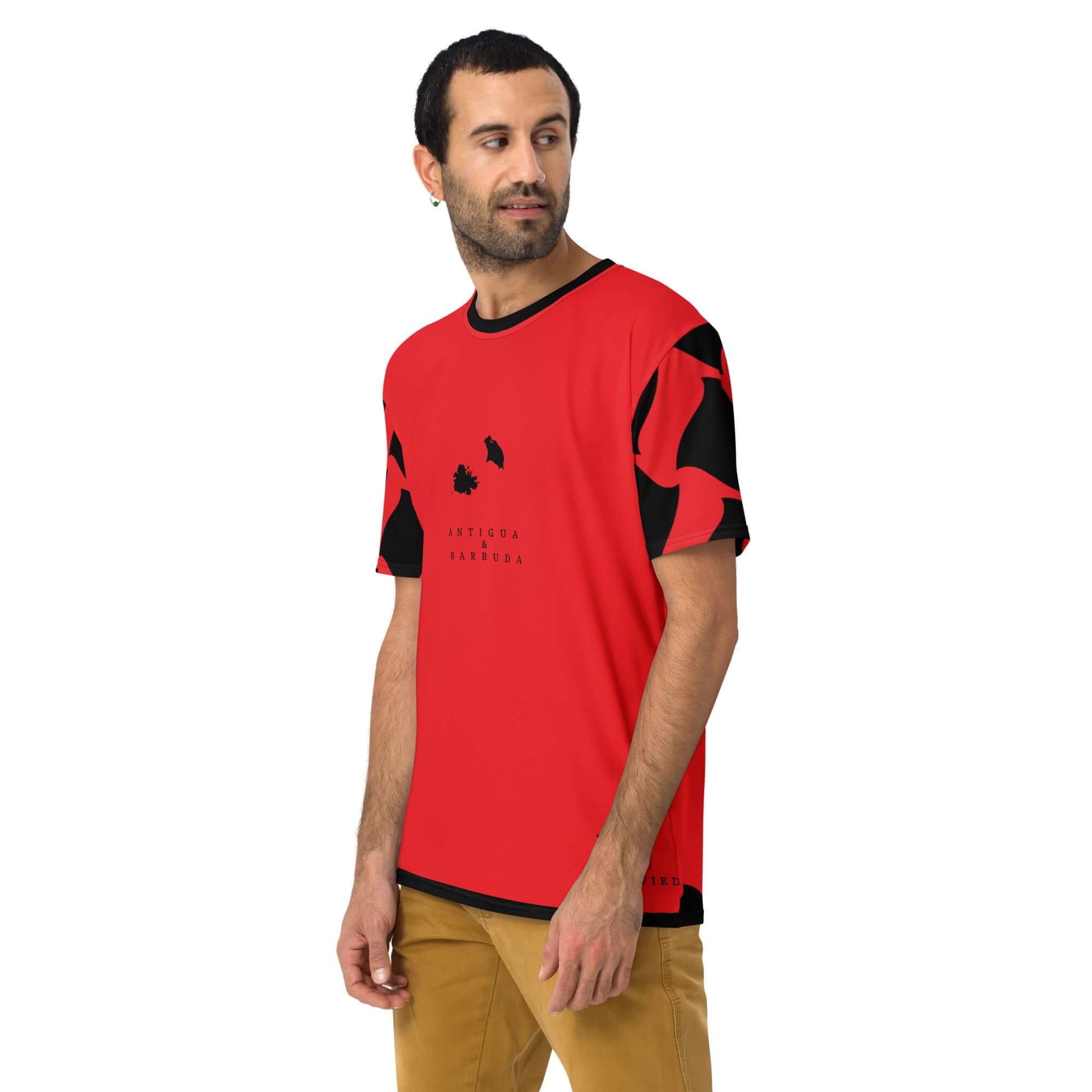 Antigua & Barbuda Off Script Men's t-shirt (Red)-Fete Massive