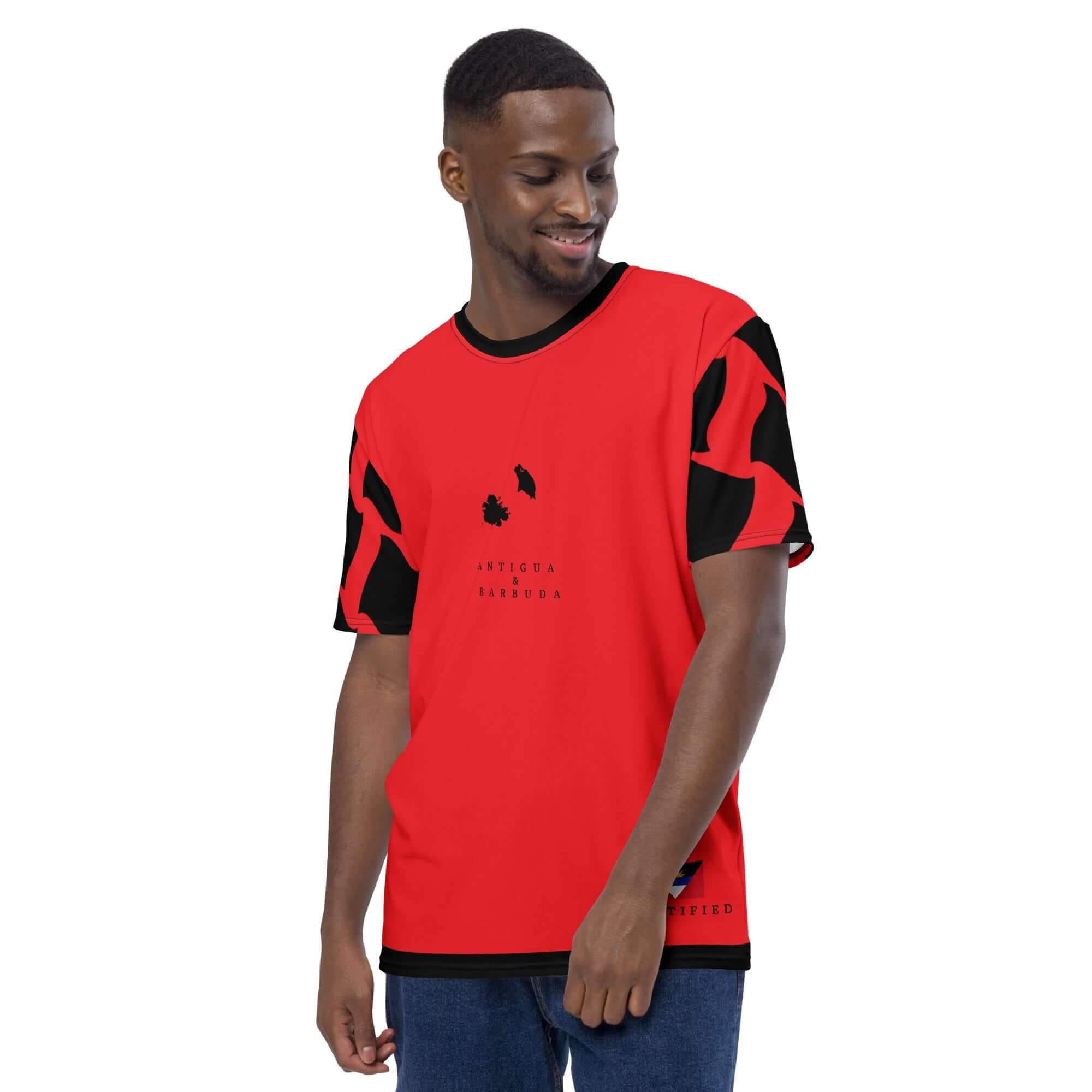 Antigua & Barbuda Off Script Men's t-shirt (Red)-Fete Massive