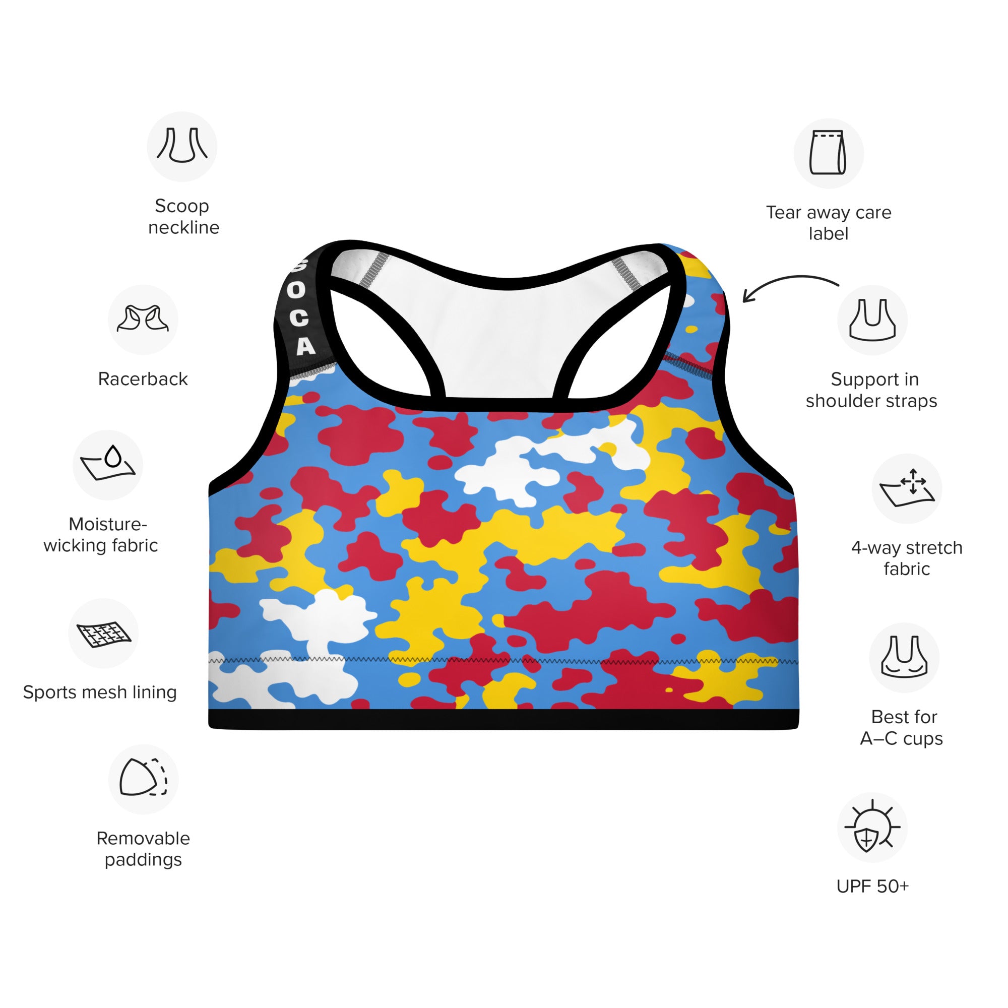 Aruba CAMO Padded Sports Bra-Fete Massive