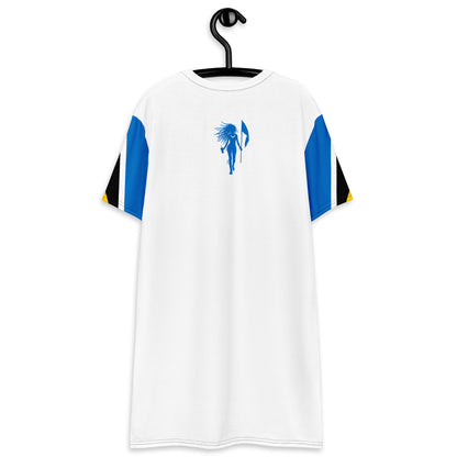 St. Lucia T-shirt dress (White) Flag Sleeve-Fete Massive