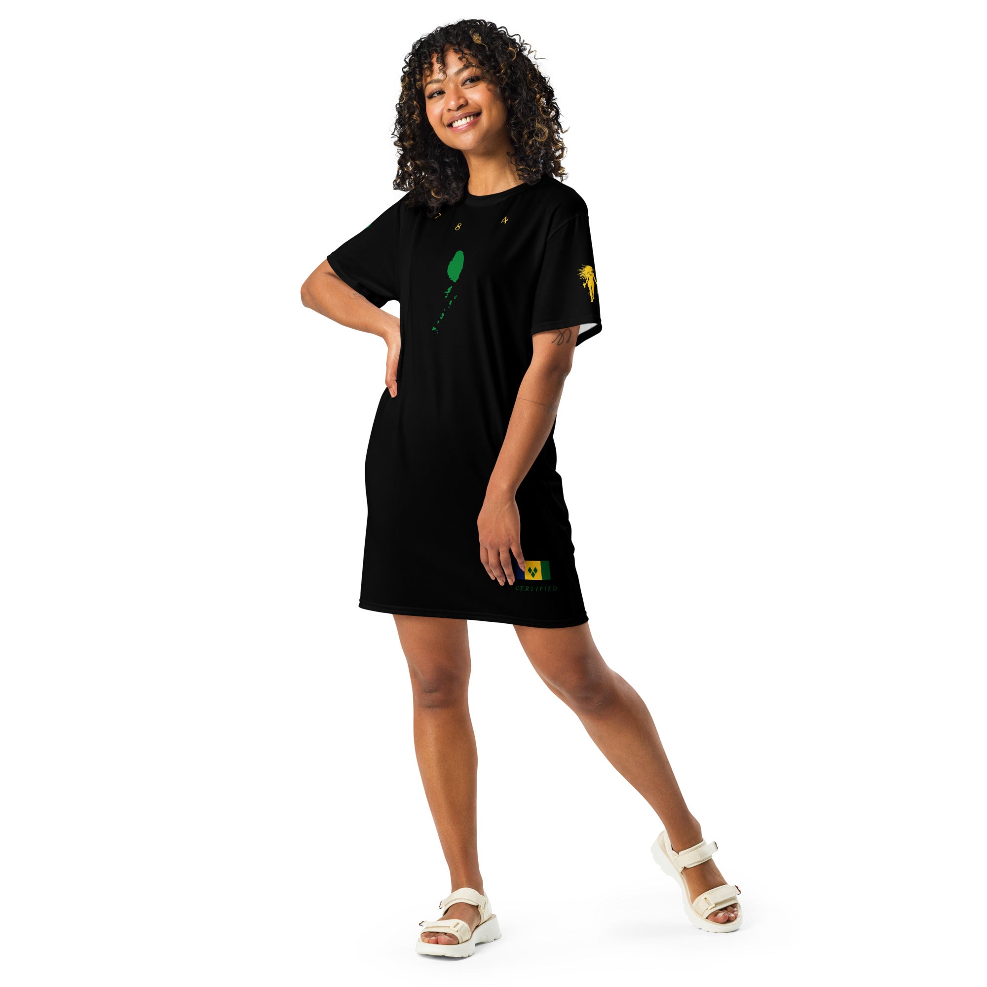 Saint Vincent Vincy T-shirt dress (Black)-Fete Massive