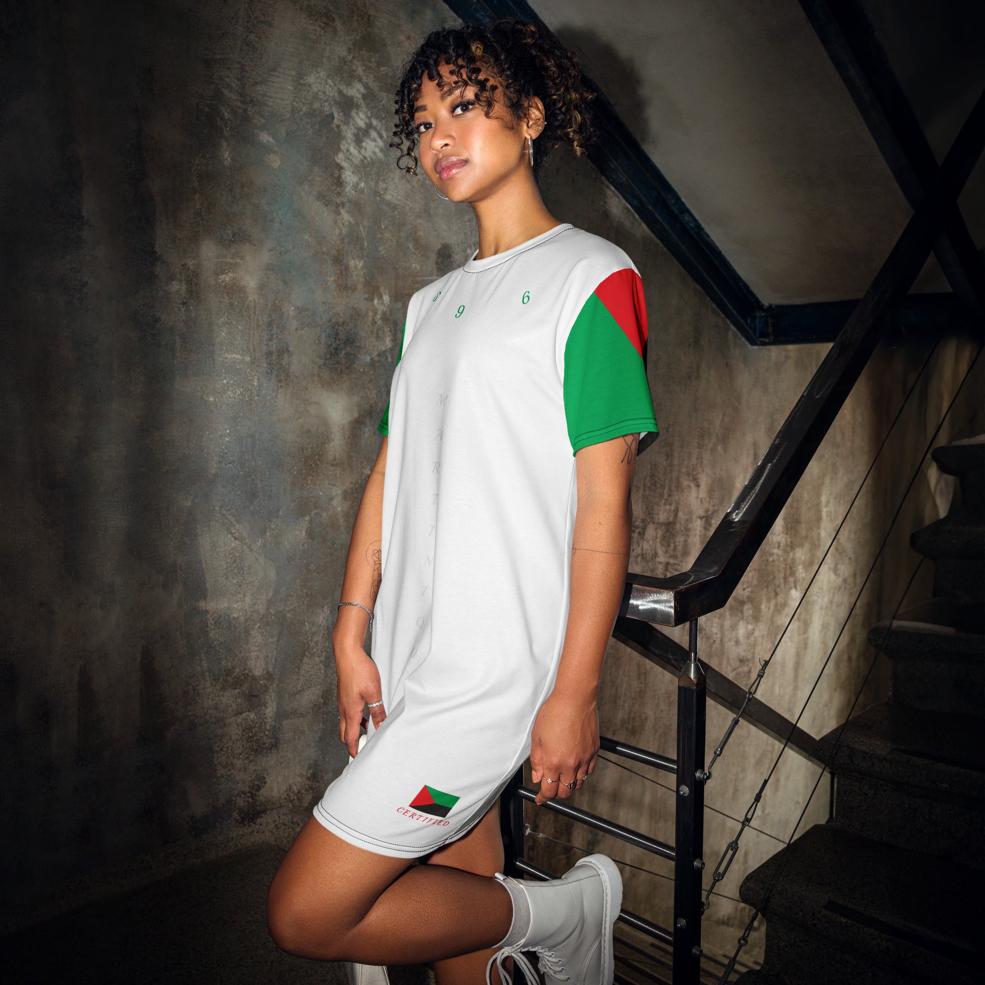 Martinique T-shirt dress (White)-Fete Massive