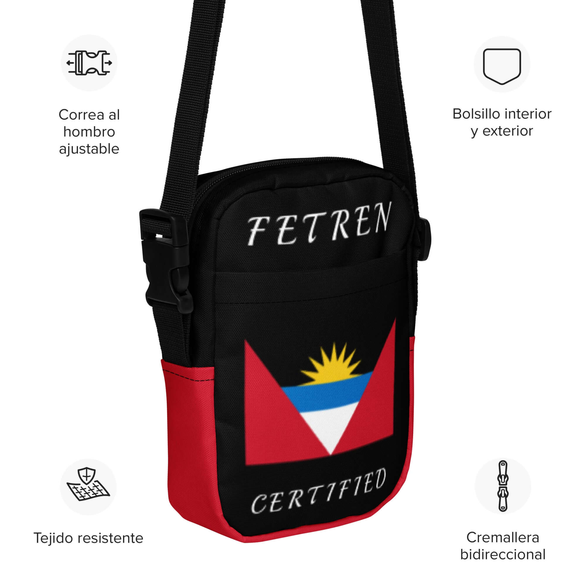 Antigua & Barbuda Utility crossbody bag (Red Trim)-Fete Massive