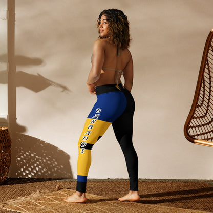 Barbados Flag Yoga Leggings-Fete Massive