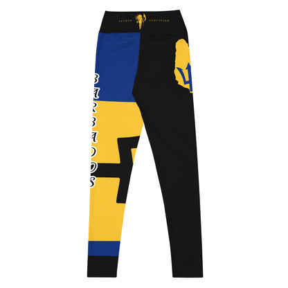 Barbados Flag Yoga Leggings-Fete Massive