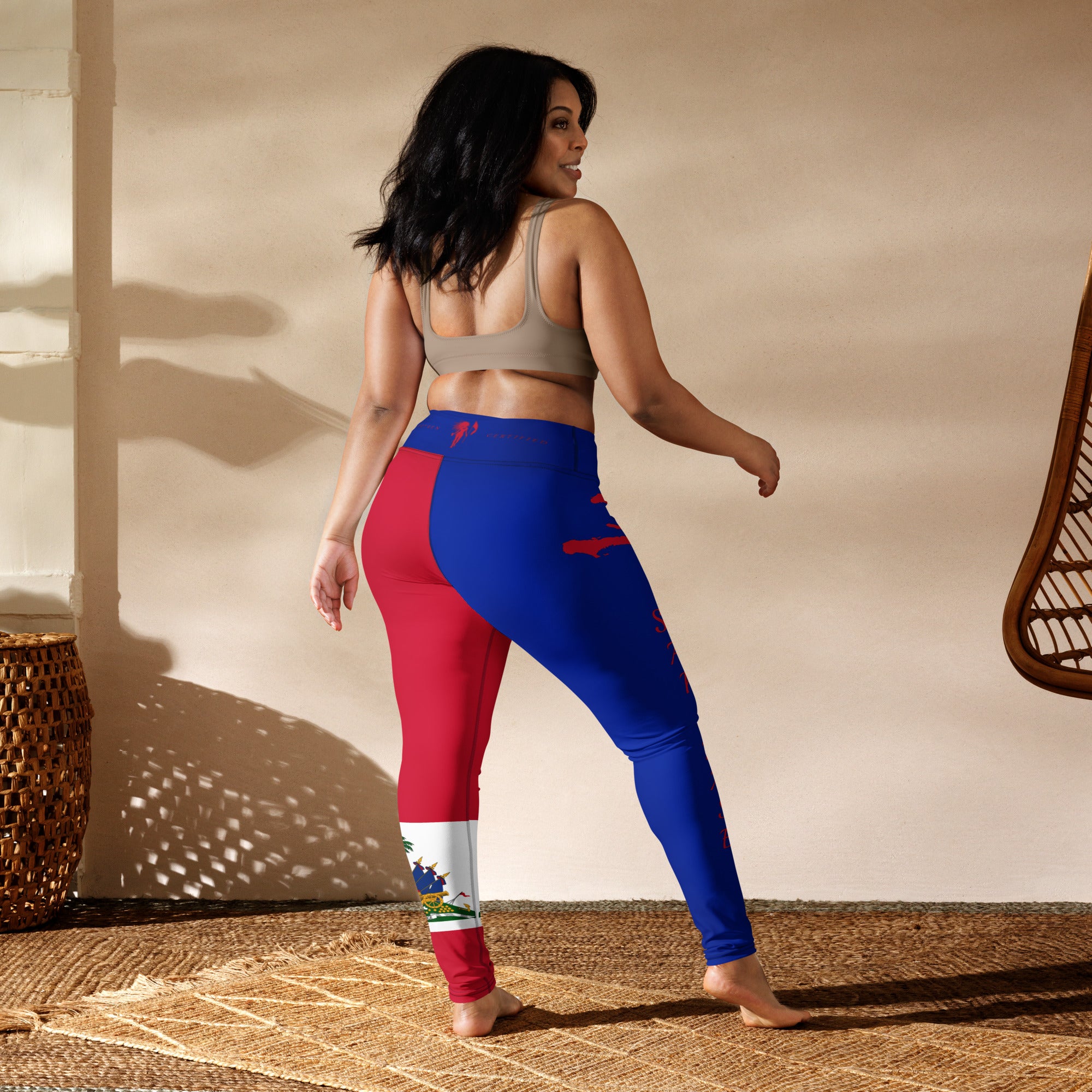 Haiti Flag Yoga Leggings-Fete Massive